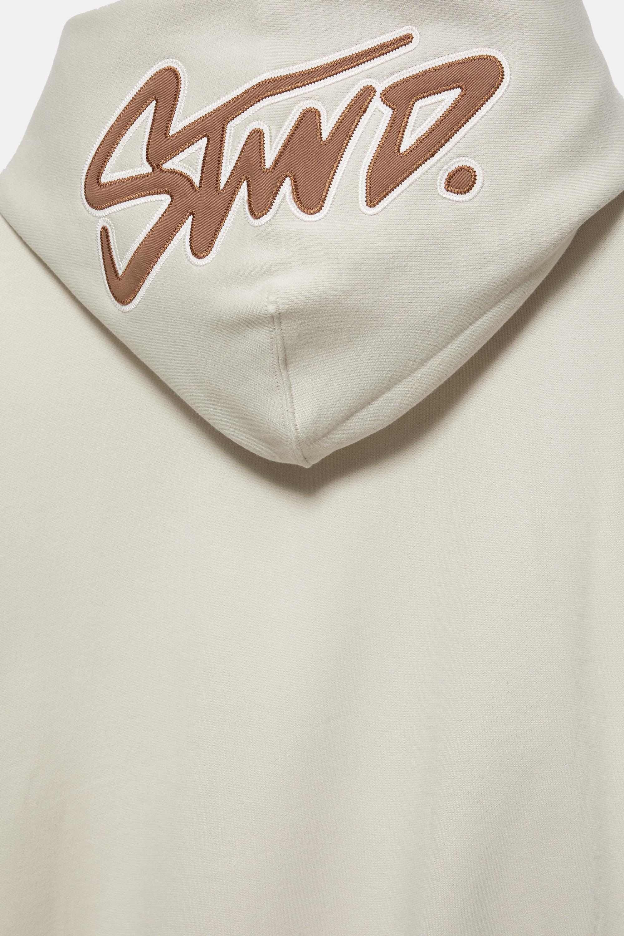 STWD boxy-fit logo hoodie — Ash