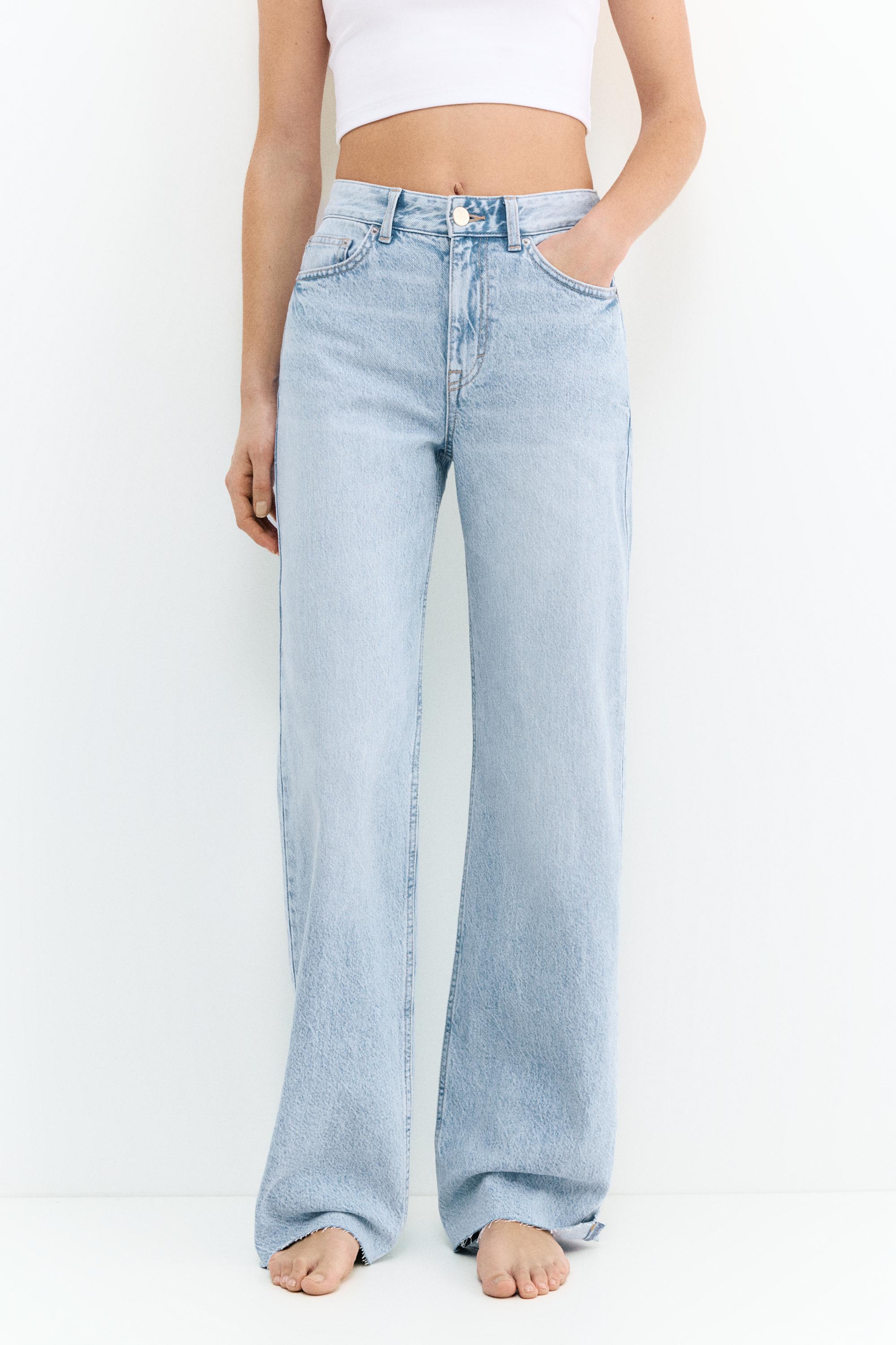 Yüksek bel geniş paça jean - Görsel 9