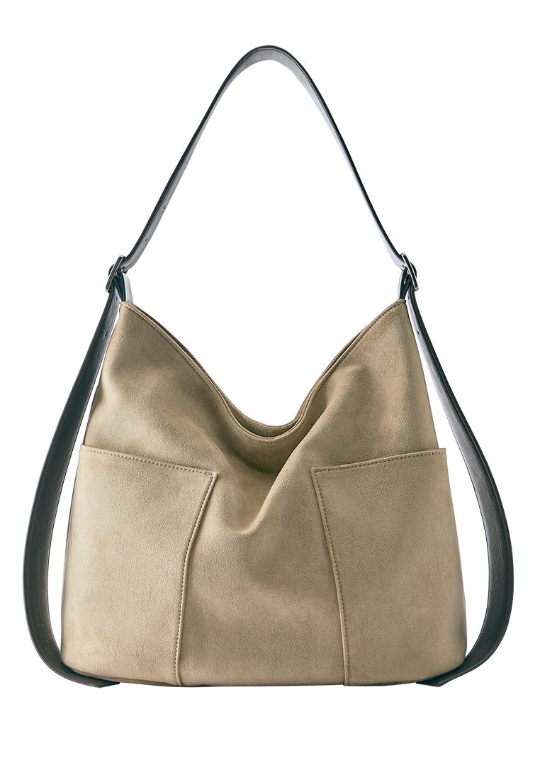 Contrasting shopper bag — Taupe
