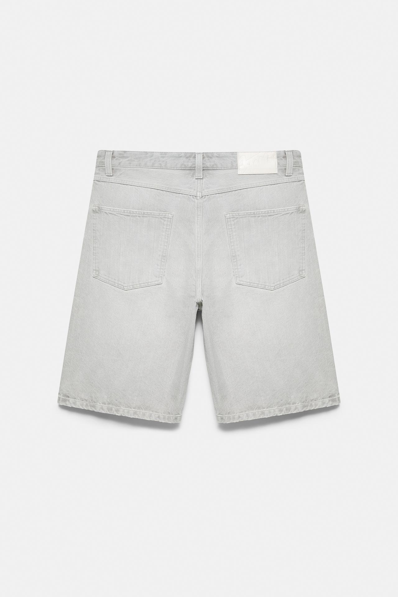 Skater denim Bermuda shorts — Pale grey