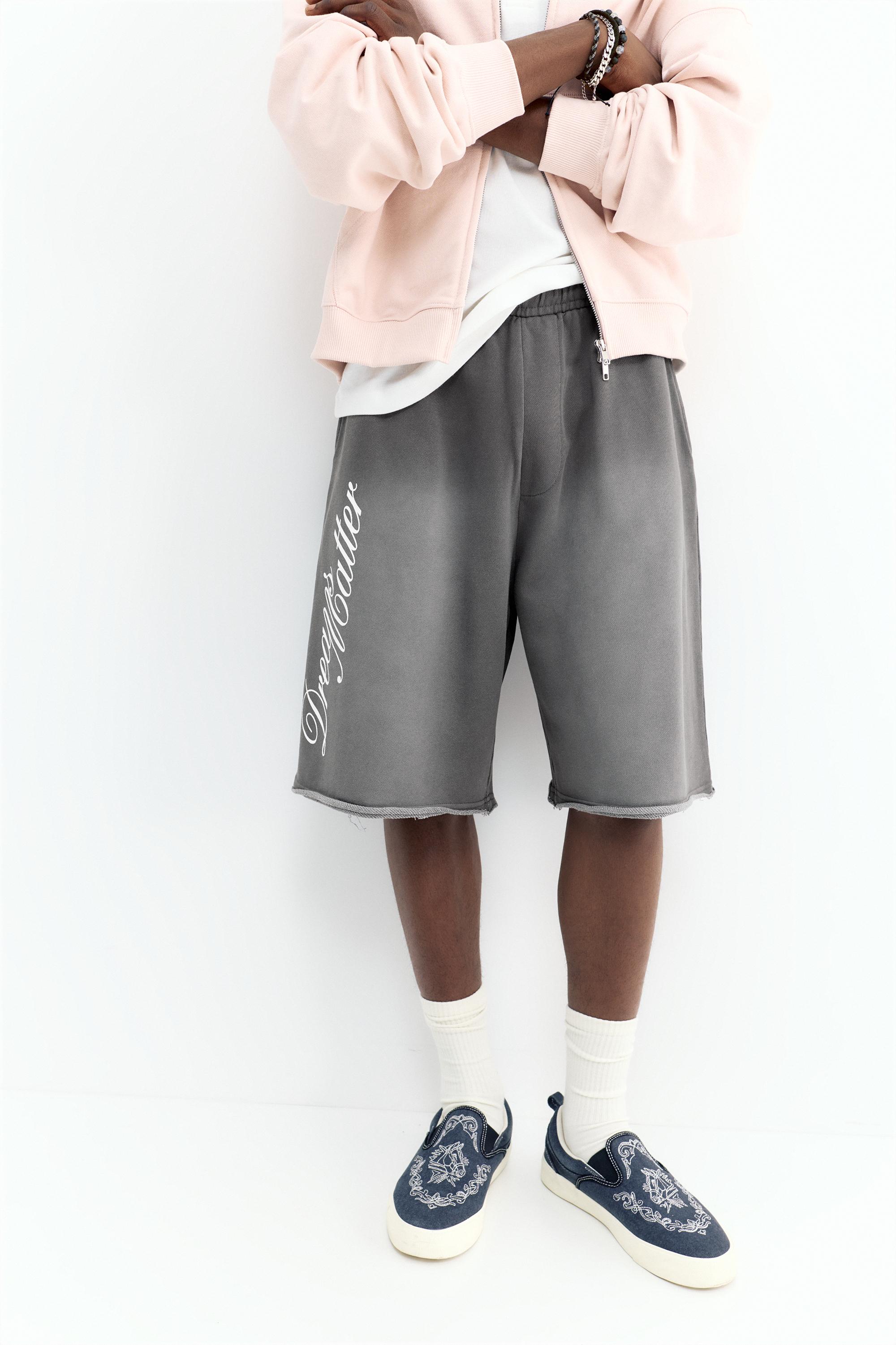 Graphic skater Bermuda sweatshorts — Grey