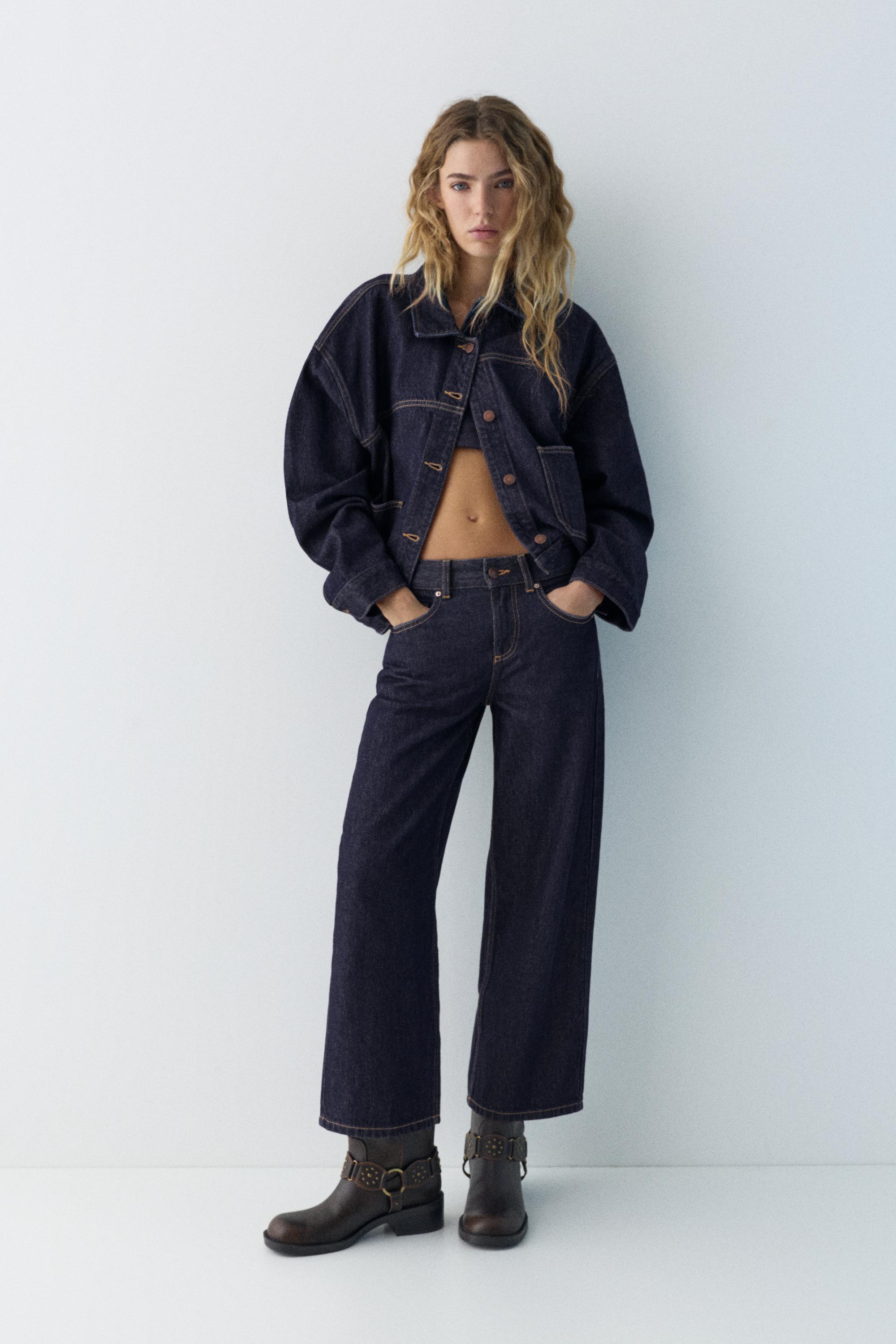 Low-rise culottes jeans — Navy