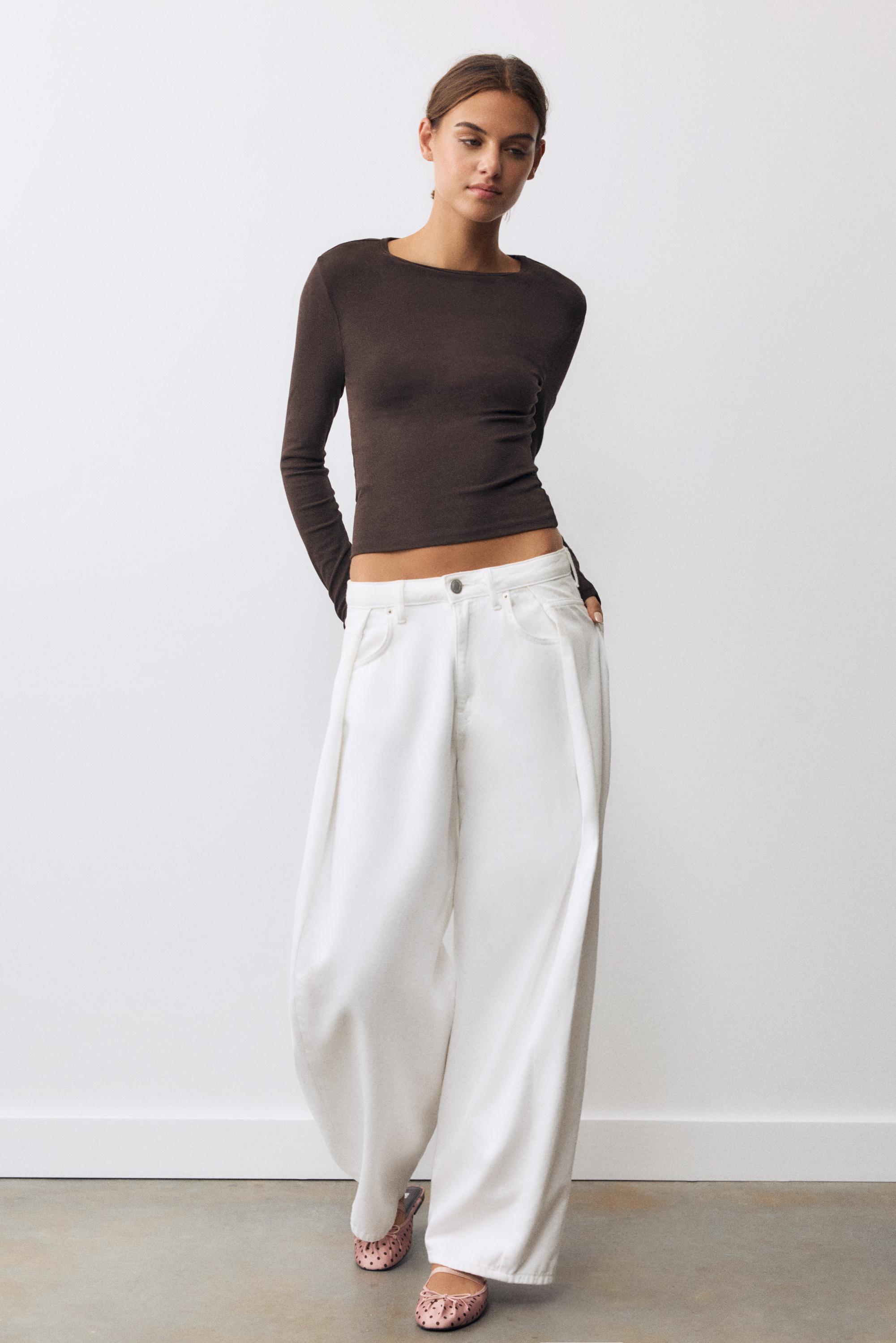 Fitted long sleeve T-shirt — Brown