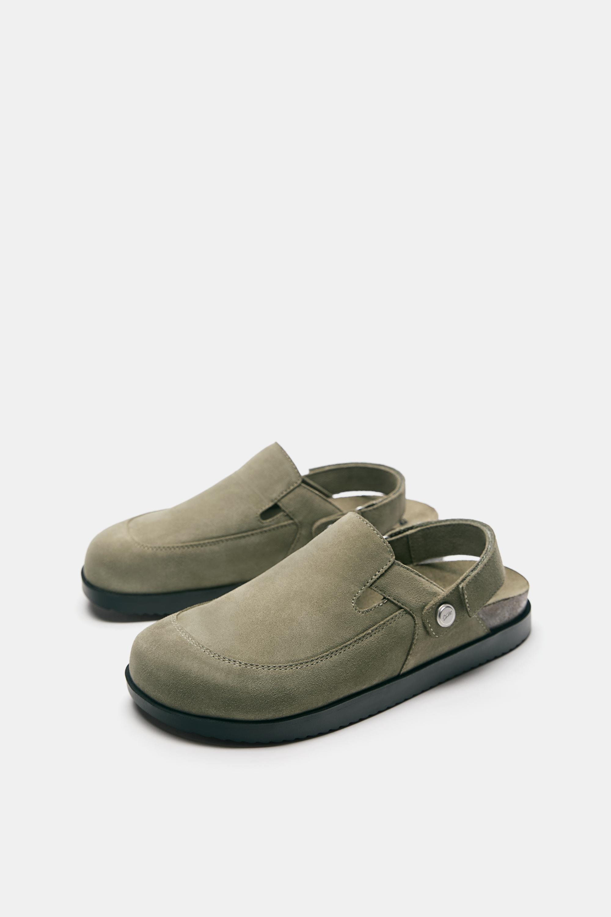 STWD leather strap clogs — Khaki