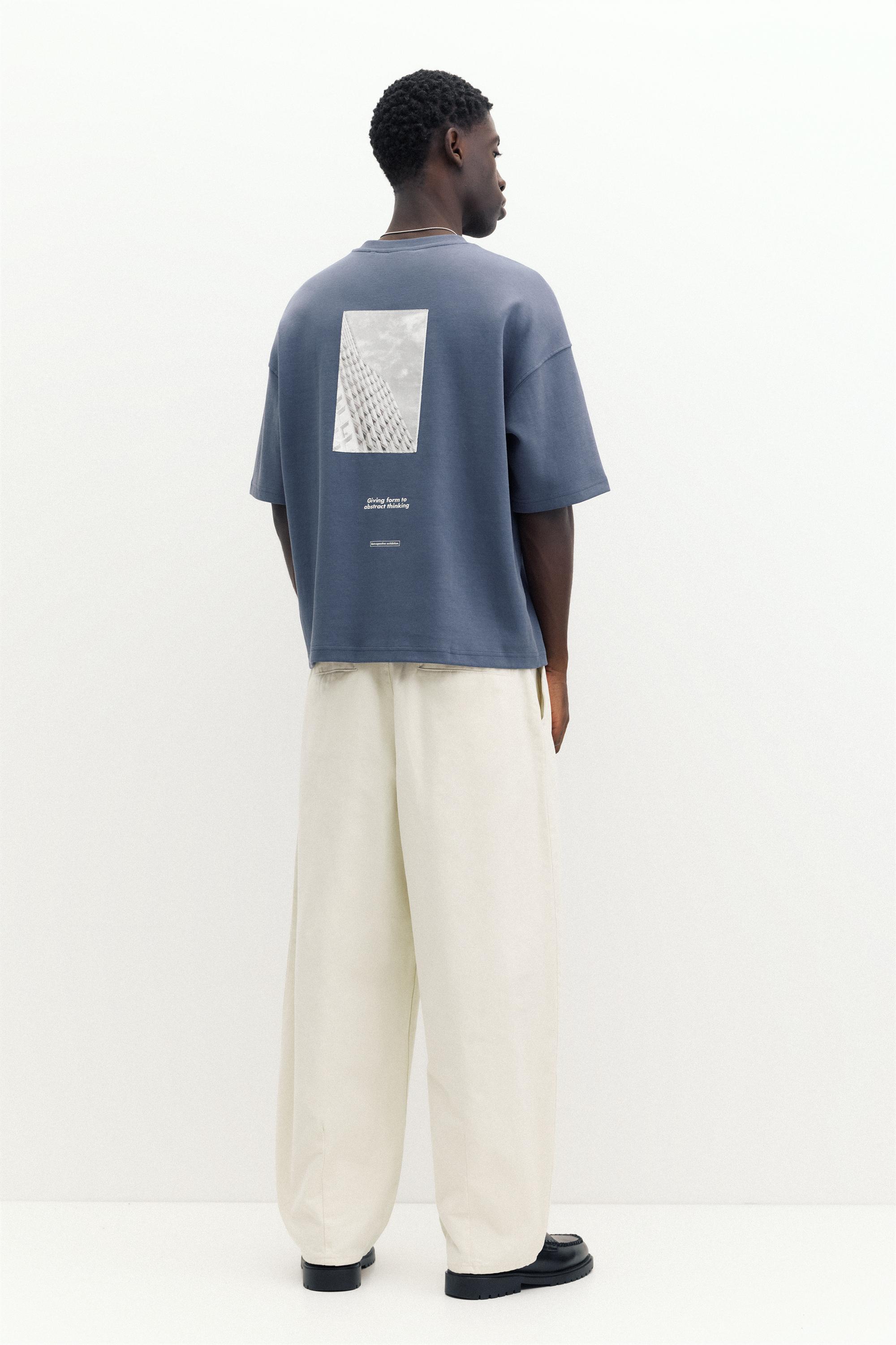 Short sleeve graphic sweatshirt — Indigo blue