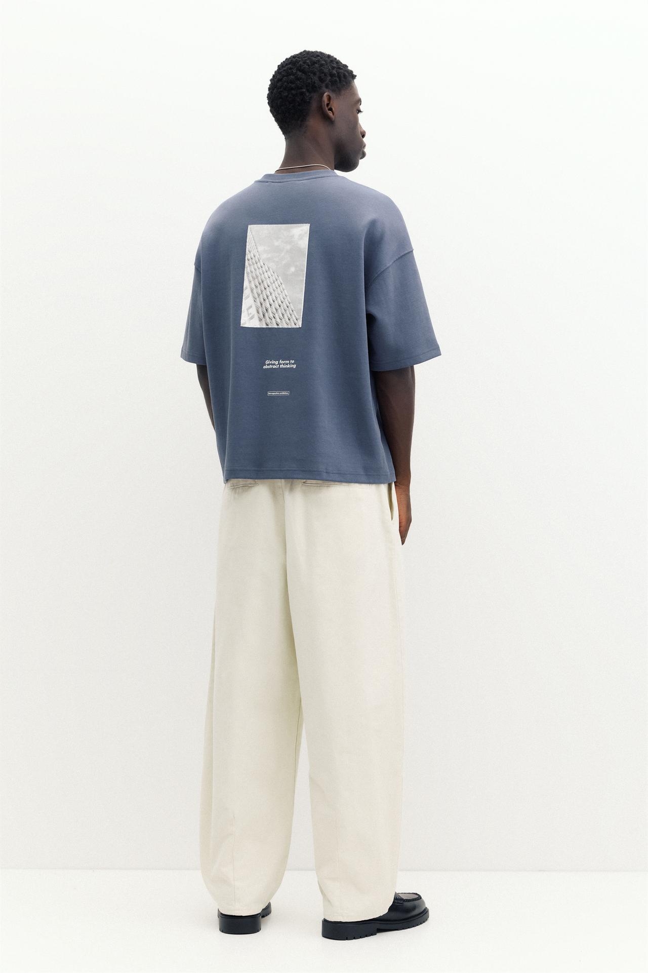 Short sleeve graphic sweatshirt — Indigo blue