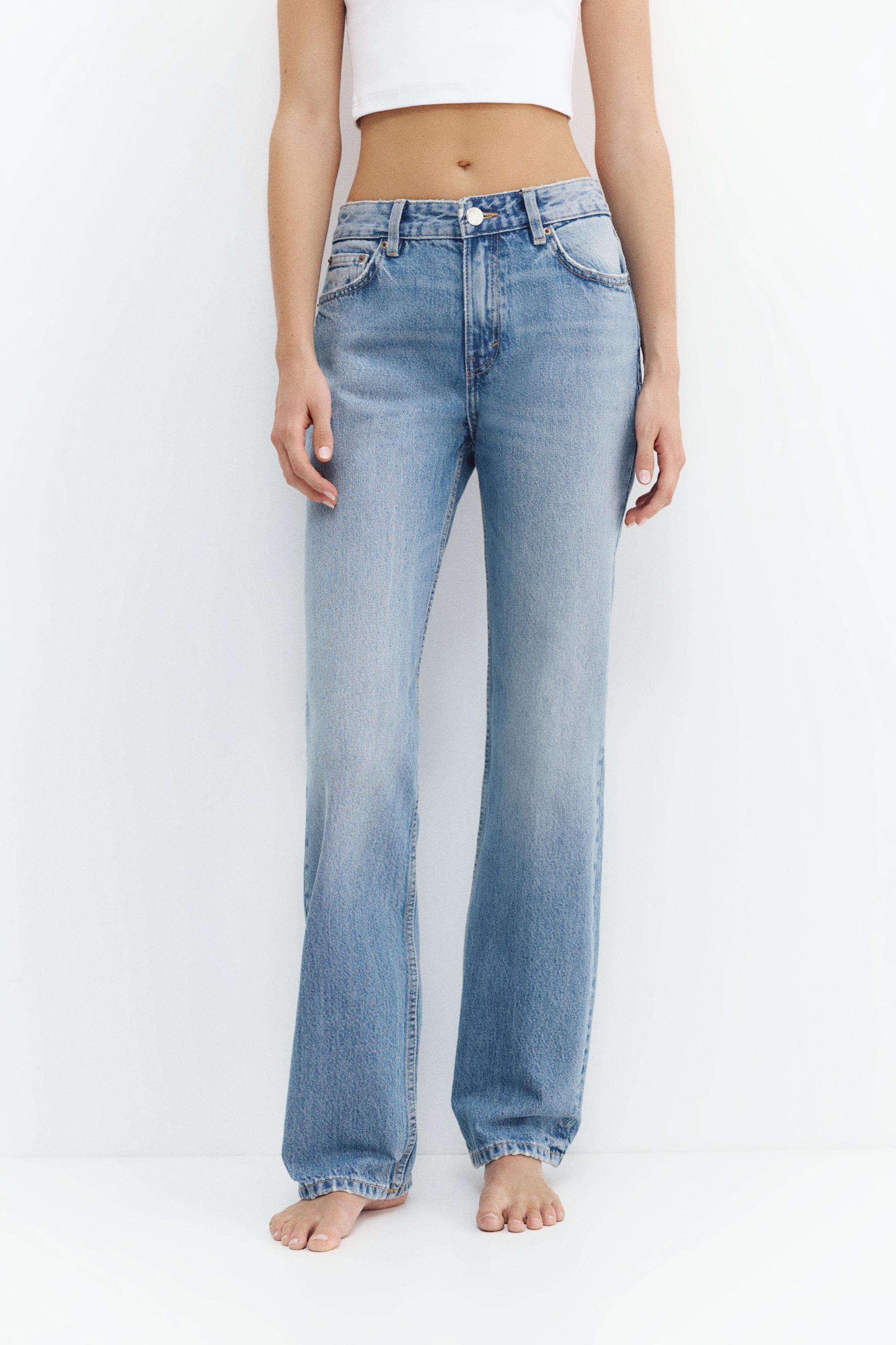 Mid-waist straight-leg jeans — Medium blue