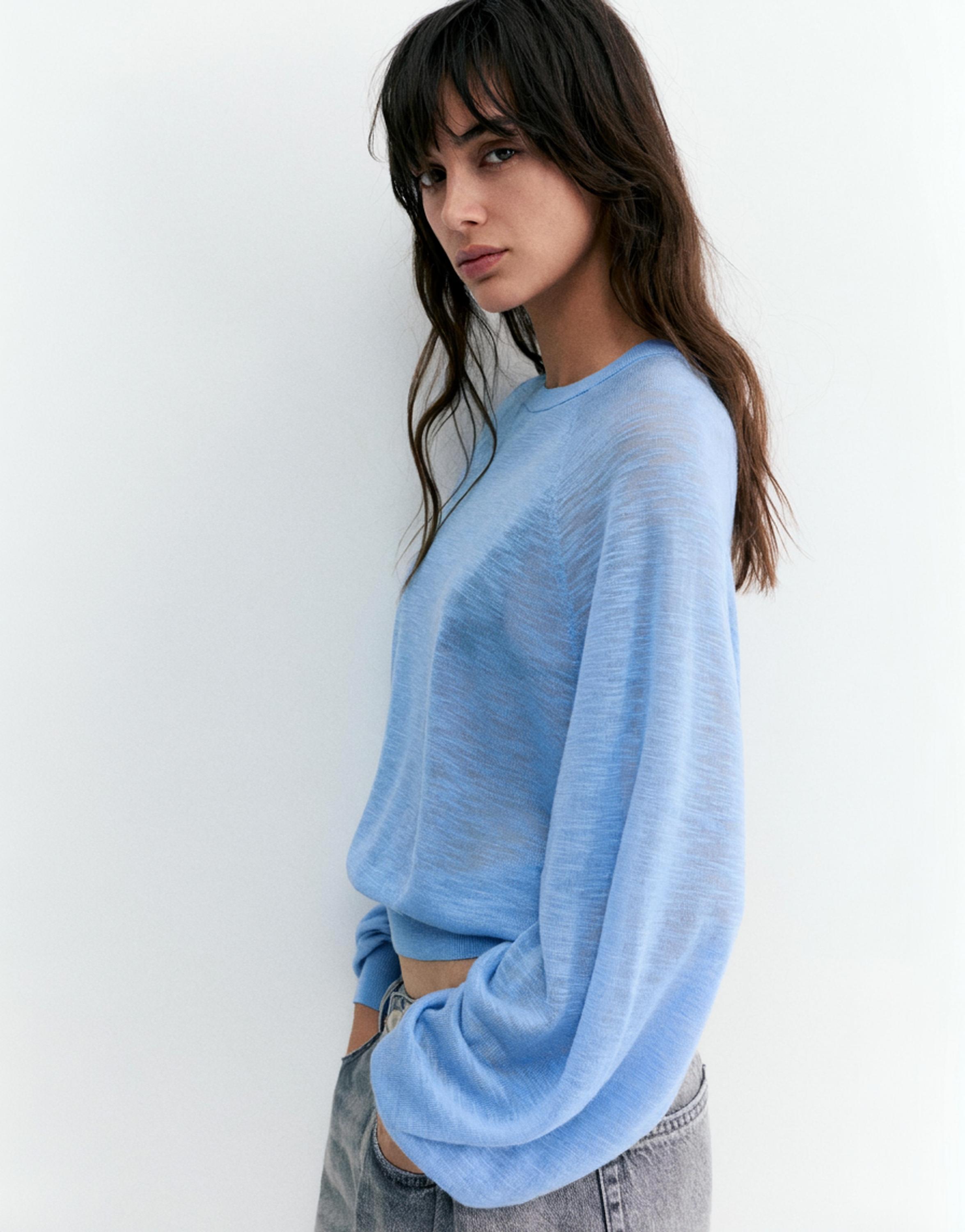 Hafif örme kazak - Görsel 9