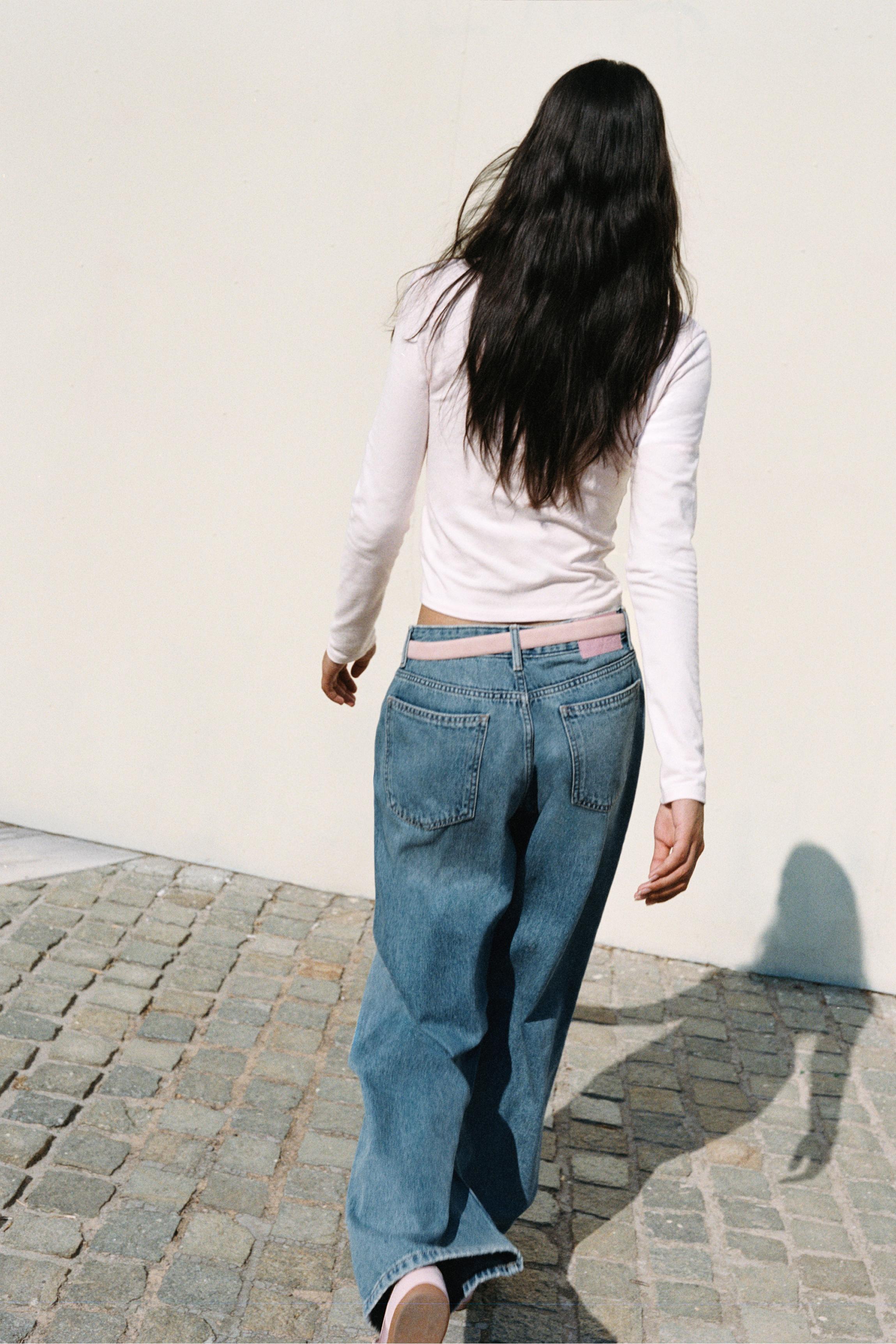 Embroidered moon baggy jeans — Medium blue