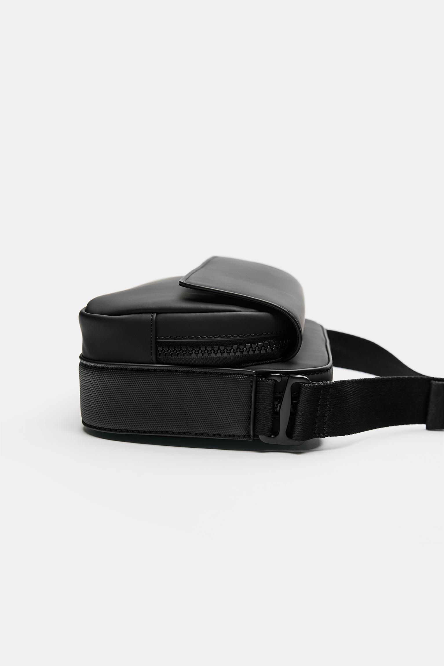 Rubberised crossbody bag — Black