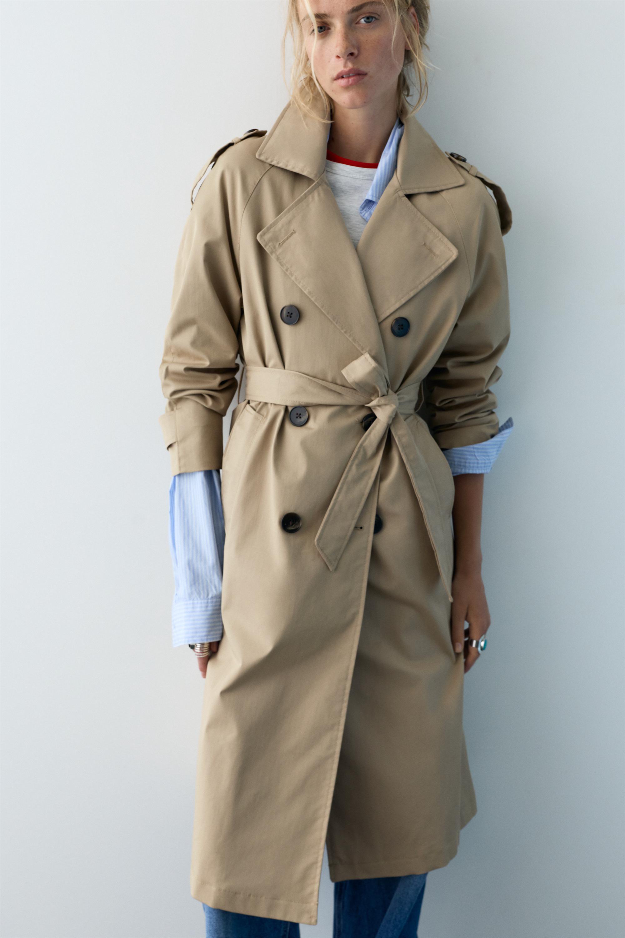 Langer Trenchcoat Mit Gürtel
