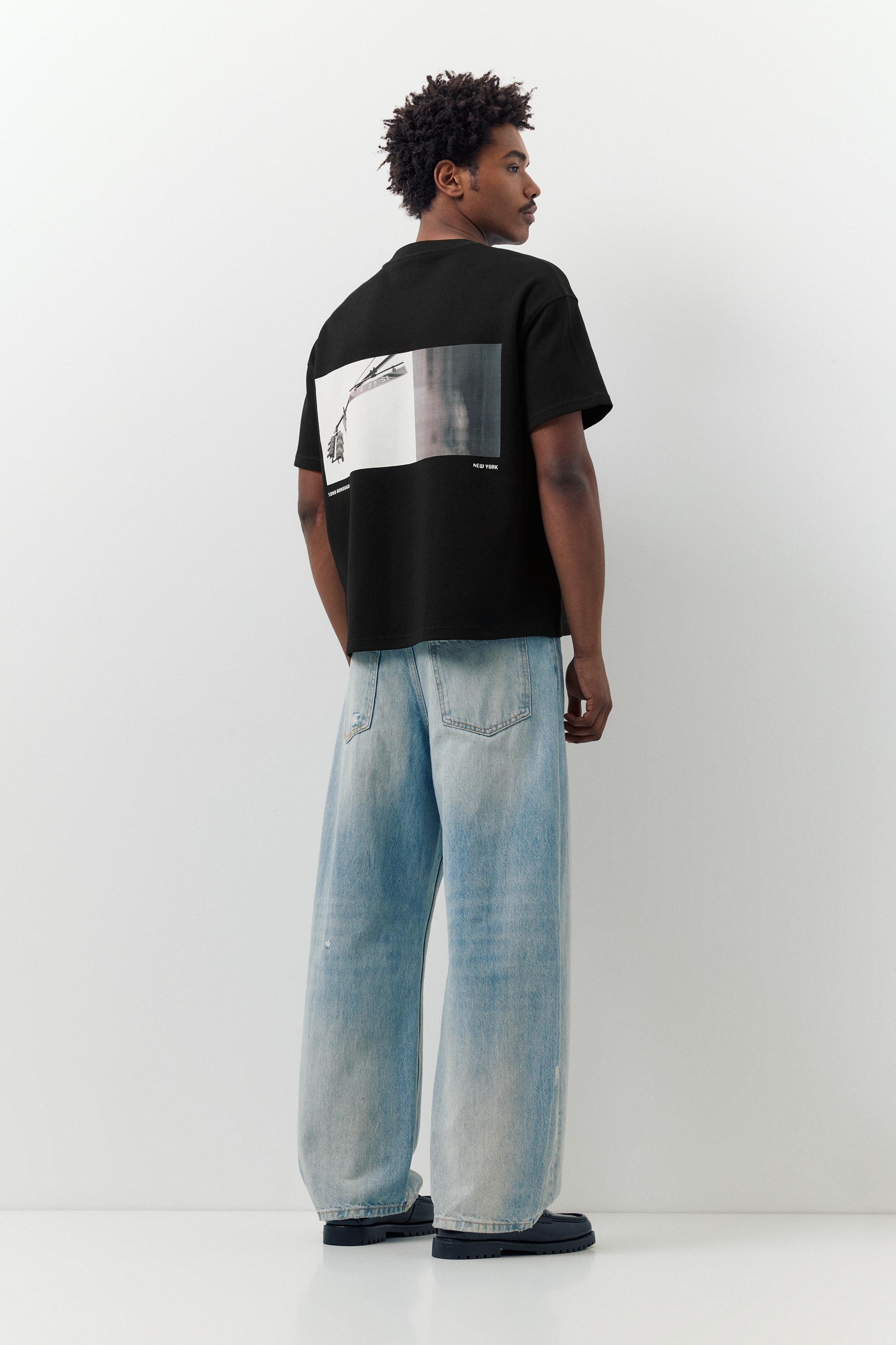 Kısa kollu grafik baskılı sweatshirt - Görsel 6