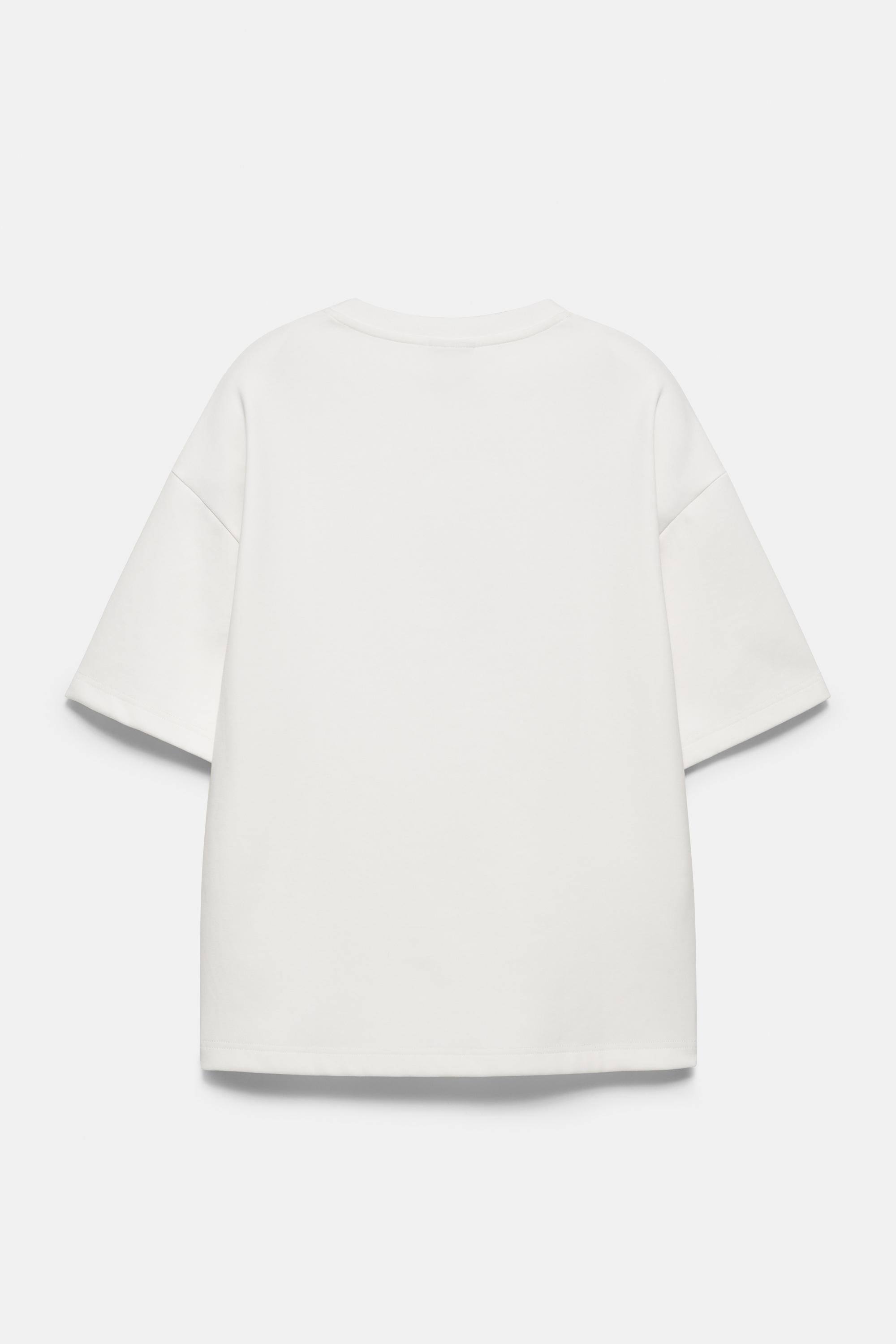 Kısa kollu beyaz grafikli sweatshirt - Görsel 3