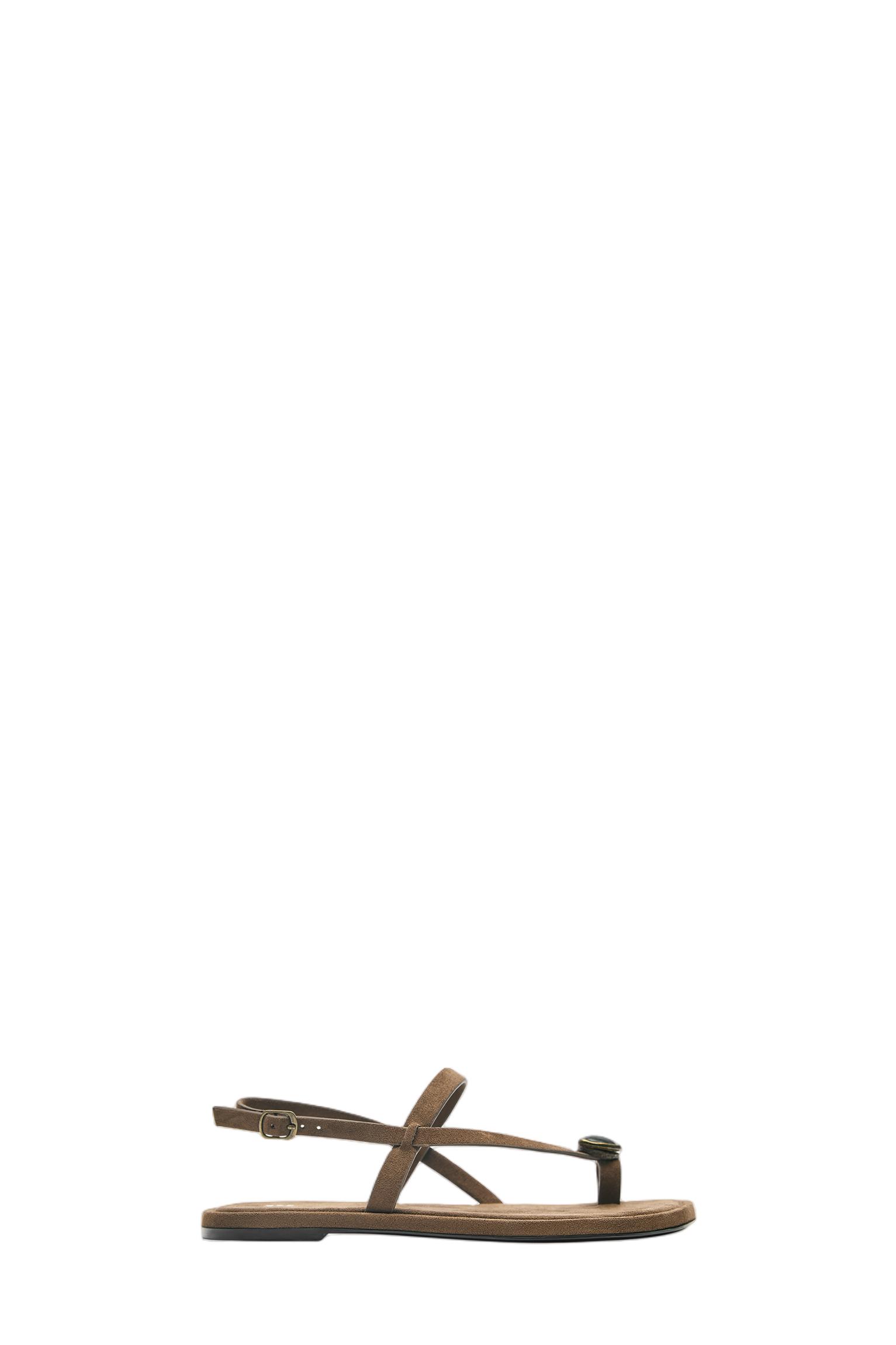 Embellished flat sandals — Brown