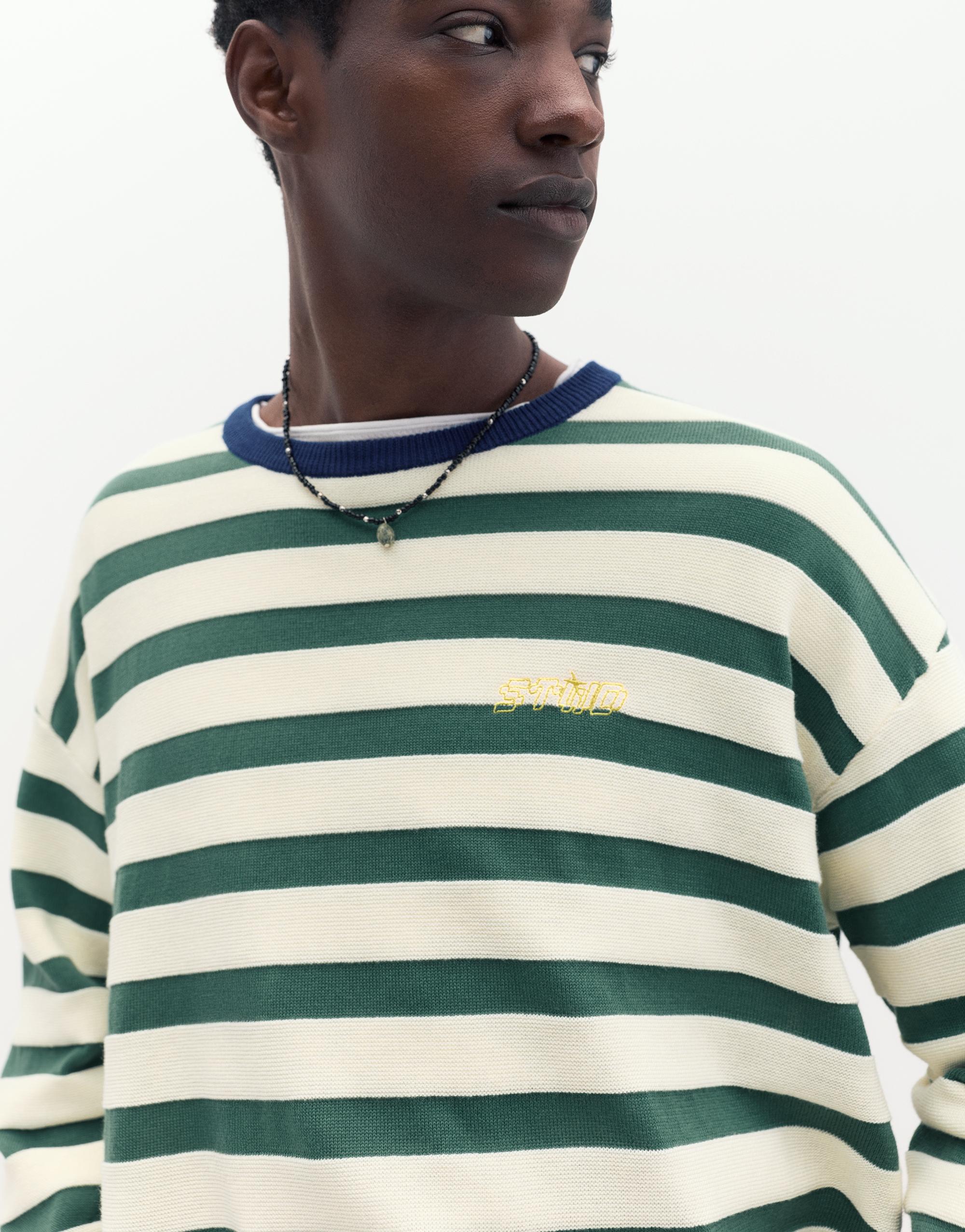 Çizgili örgü tişört - Görsel 17