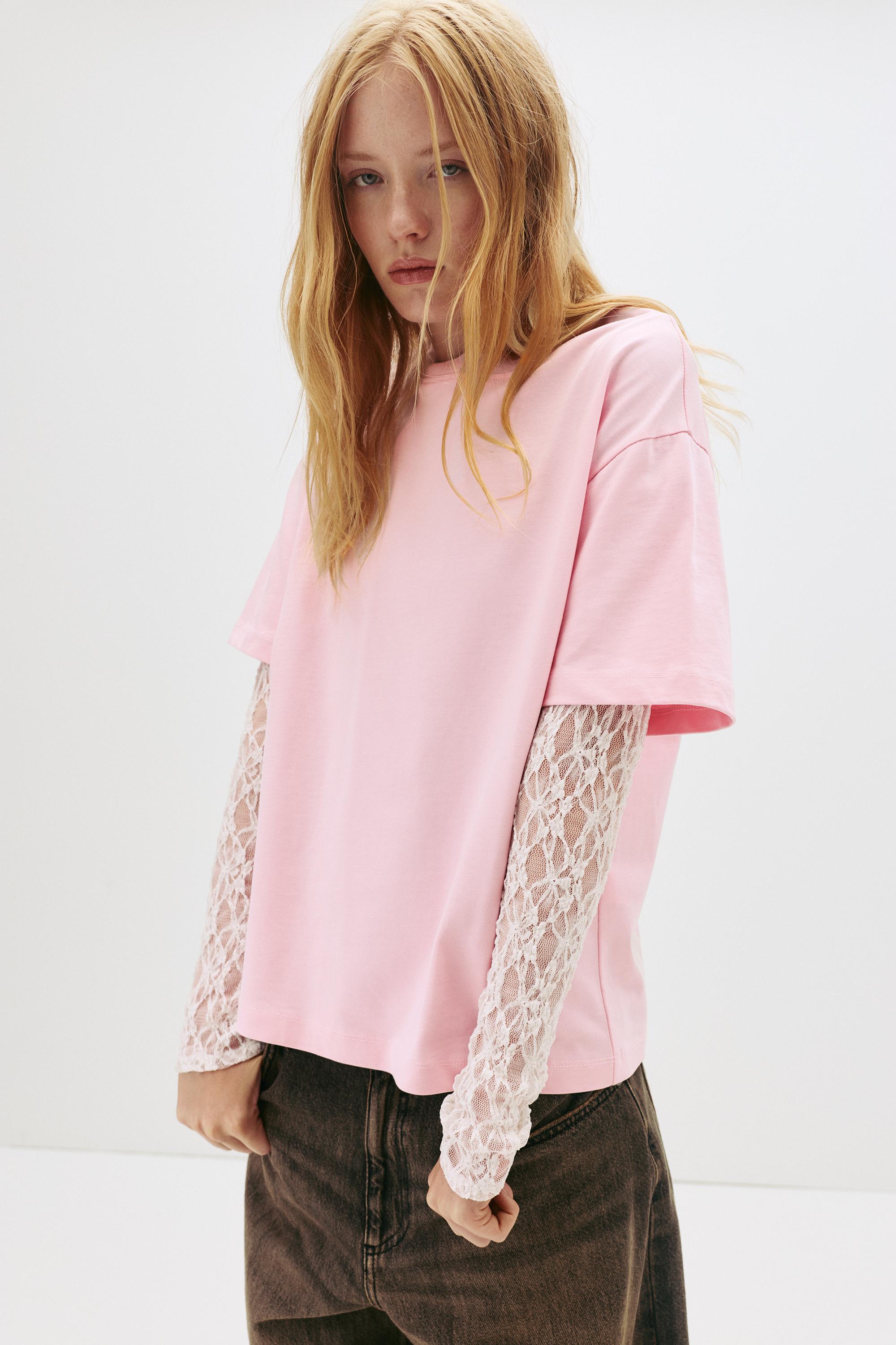 Doppellagiges Spitzen-Shirt