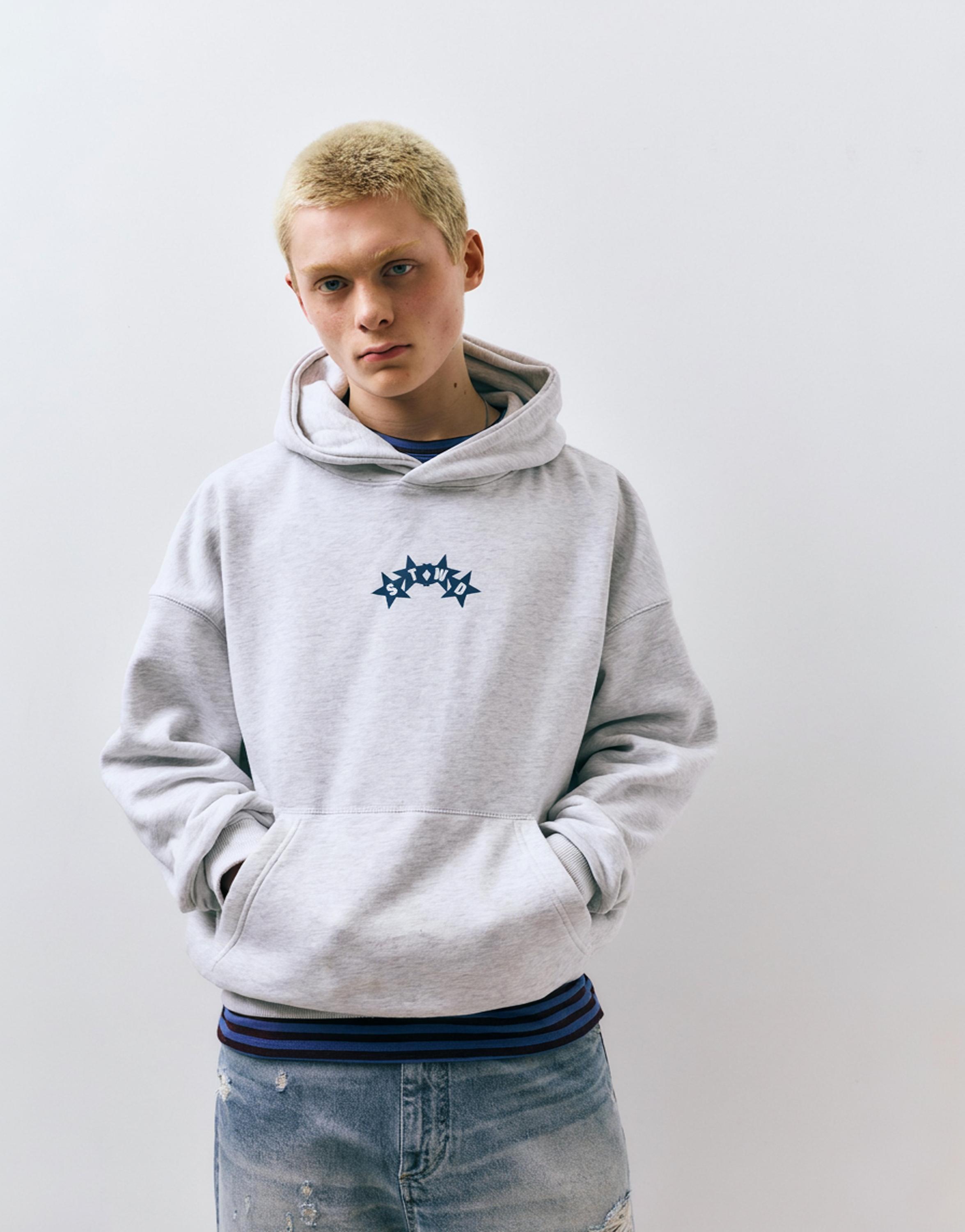 STWD boxy hoodie — Pale marl
