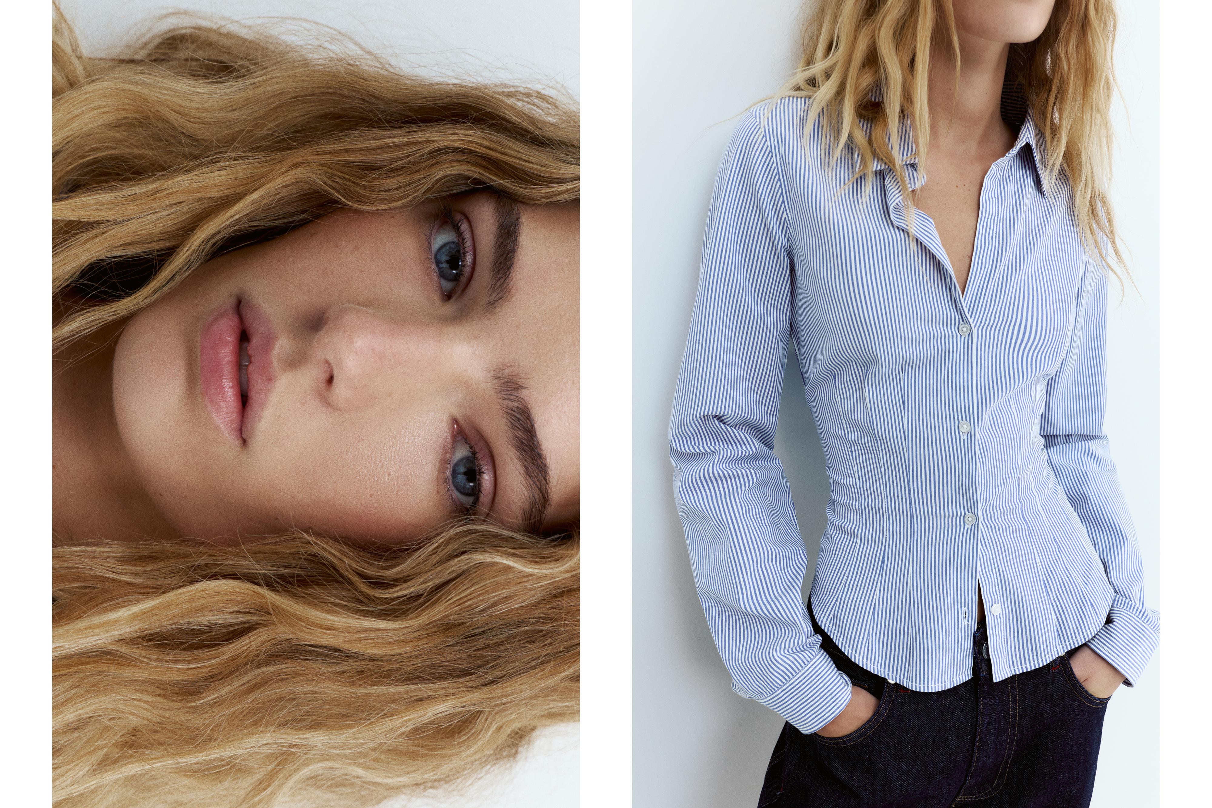 Poplin yırtmaçlı dar kesim gömlek - Görsel 107