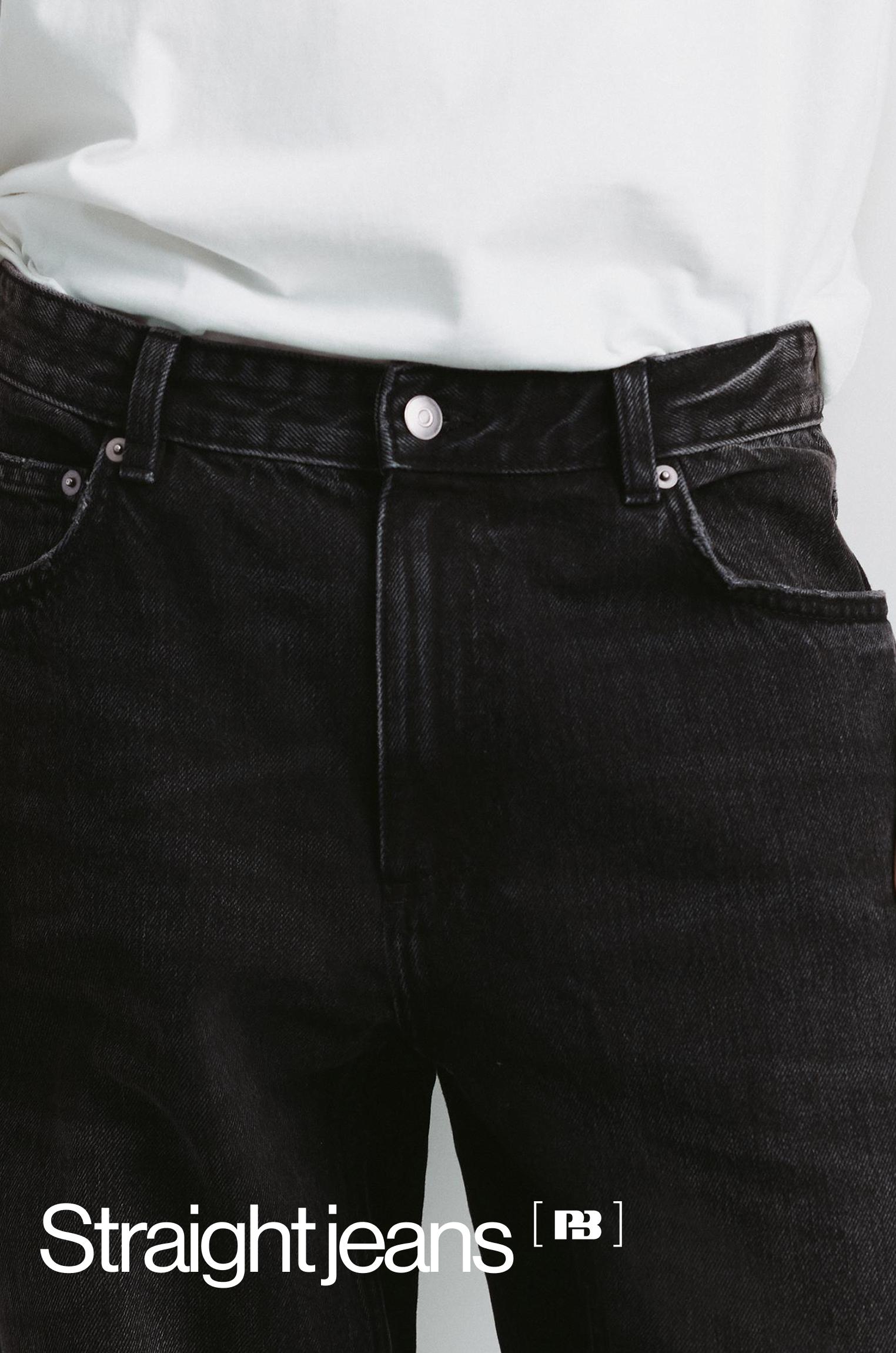 Straight-leg jeans — Faded black