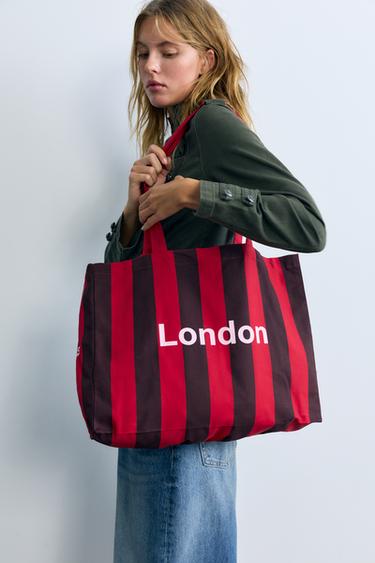Striped cities tote bag — Red 2