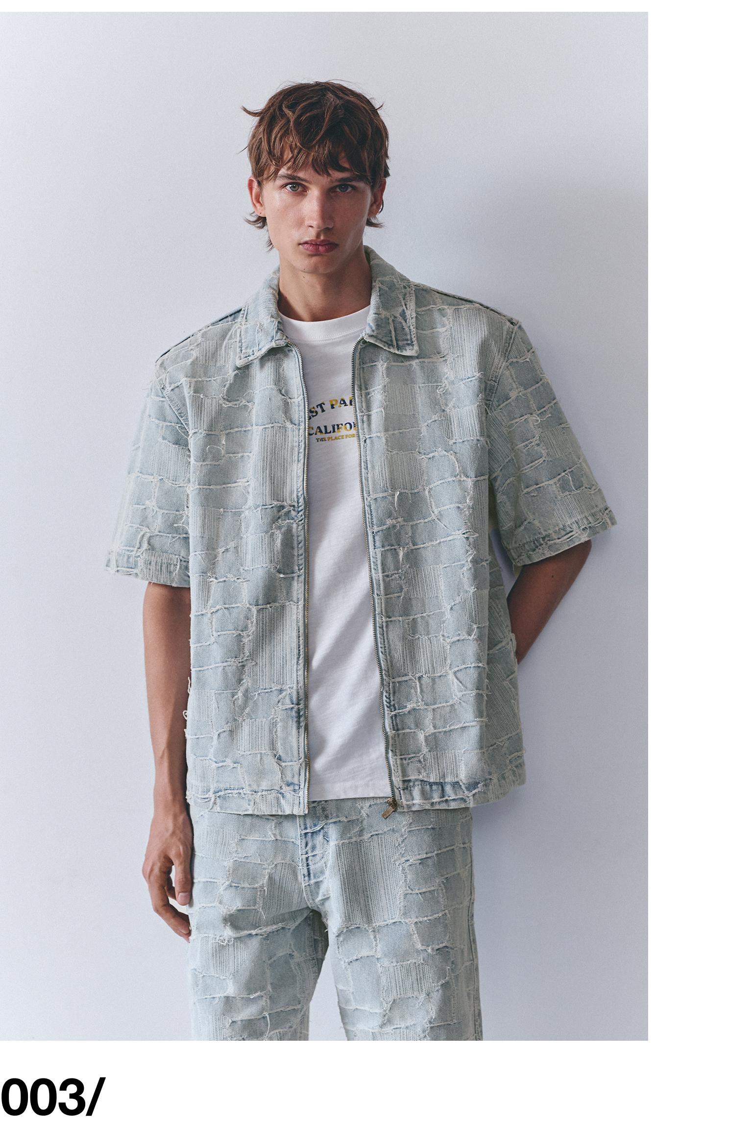 Jacquard denim shirt — Pale indigo