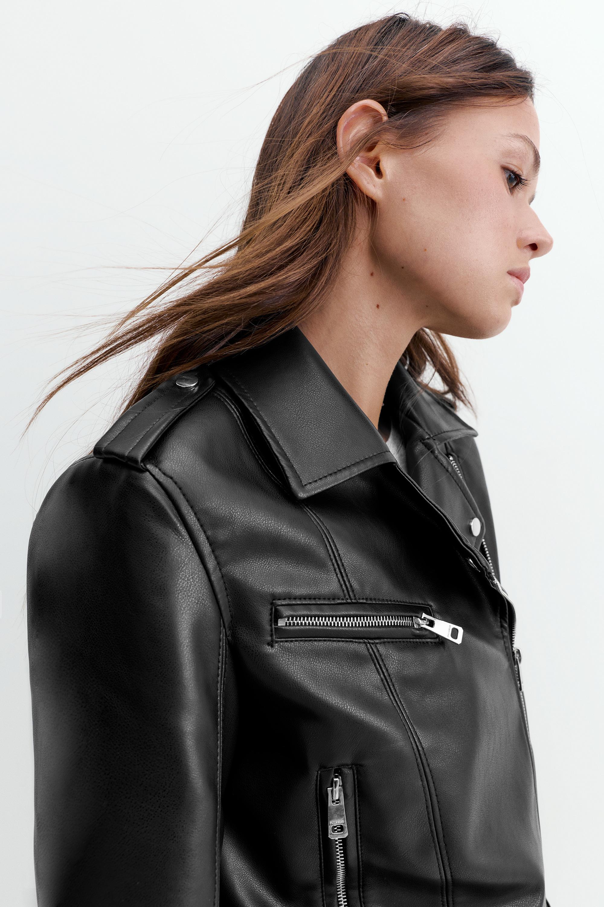 Leather effect biker jacket — Black