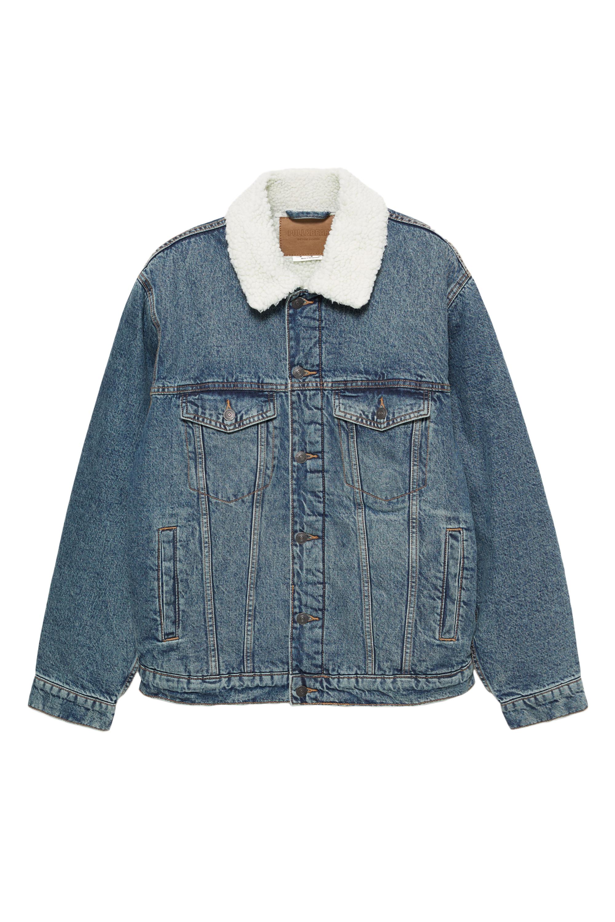 Pull&Bear Suni yünlü yakalı denim ceket görsel 5