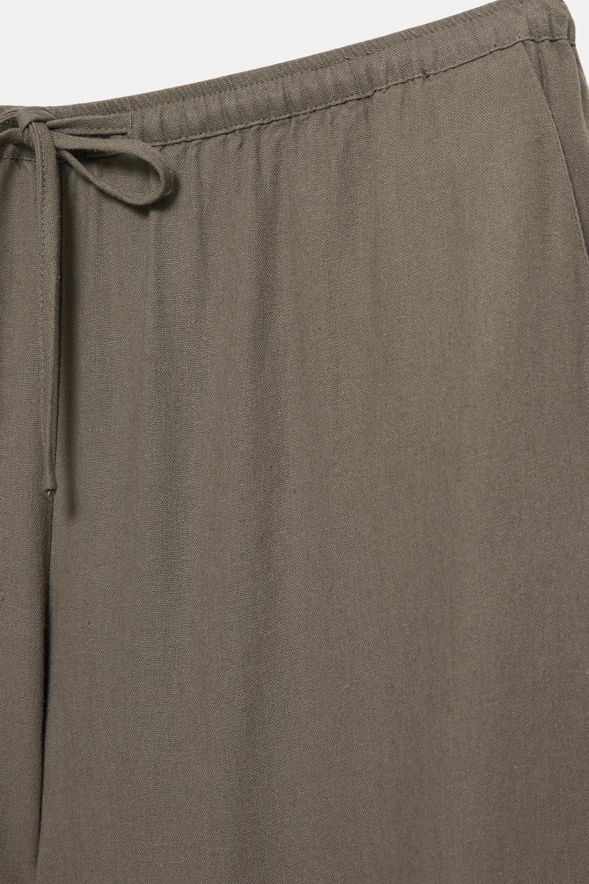 Flowy trousers with linen — Mole brown