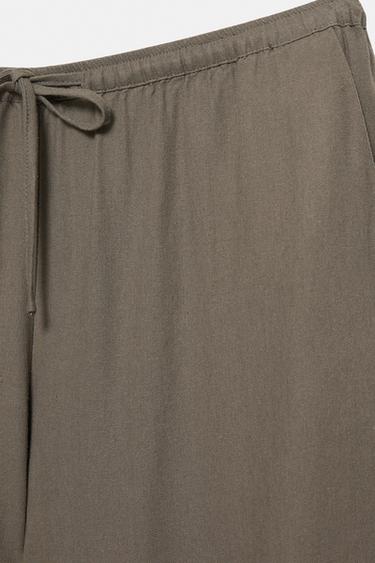 Flowy trousers with linen — Mole brown 8