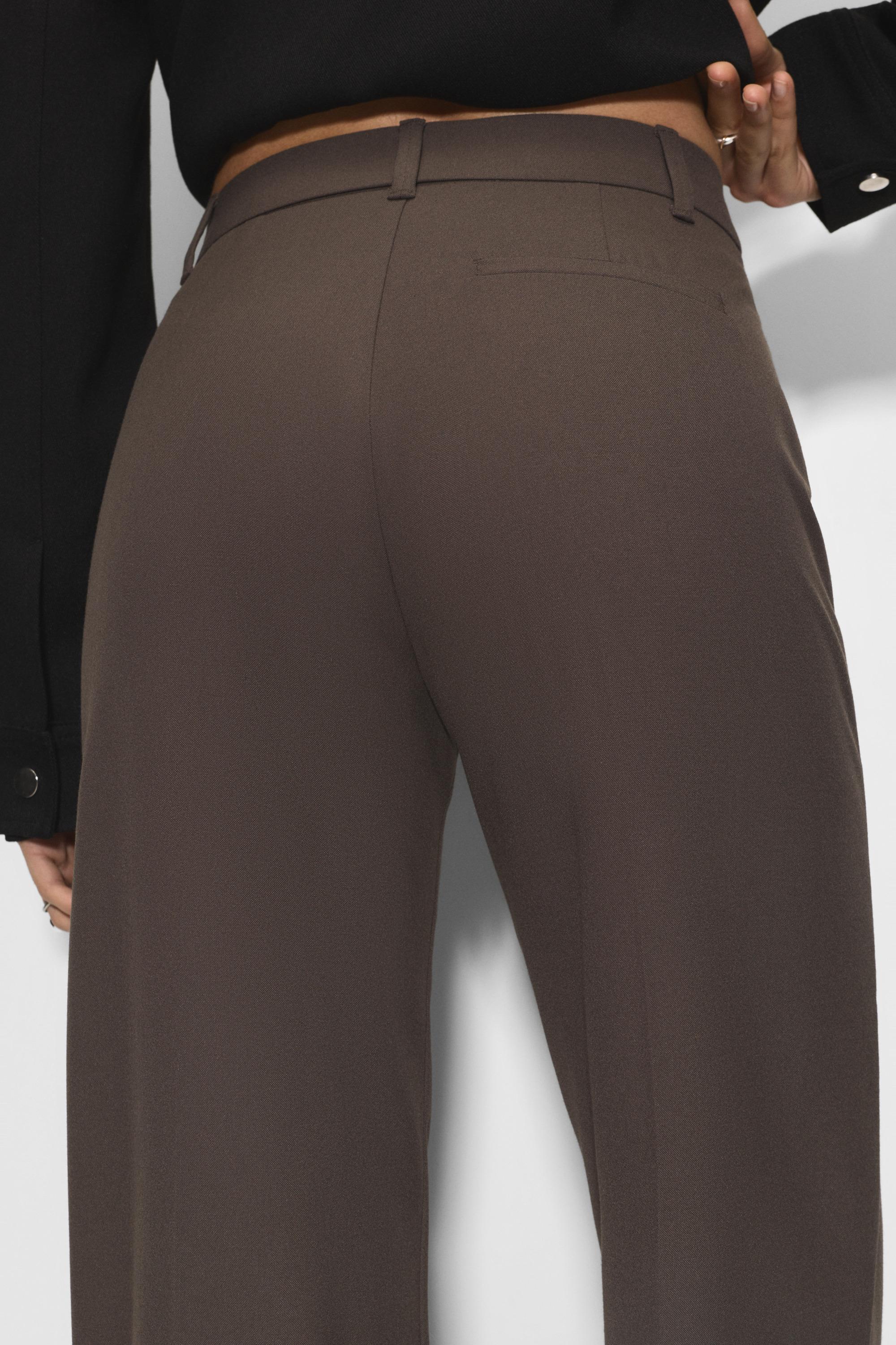 Smart high-waist straight-leg trousers — Dark brown