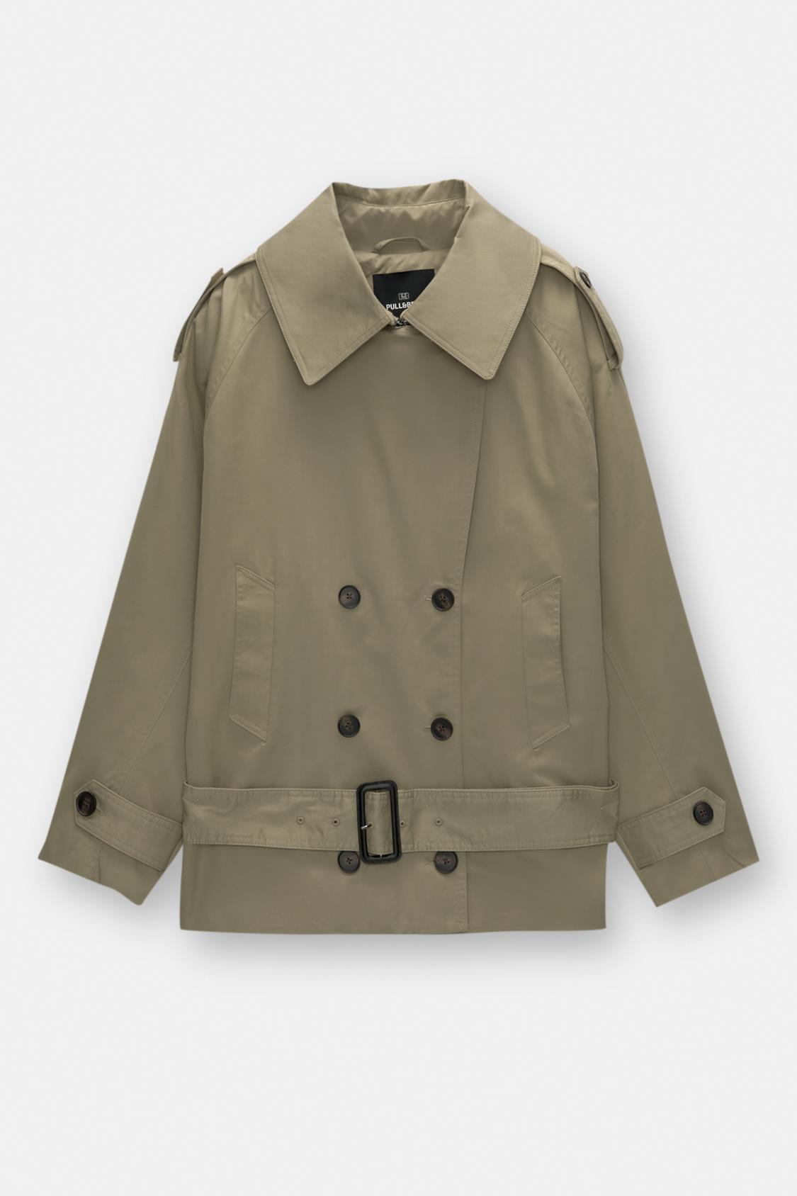 Short belted trench coat PULL&BEAR