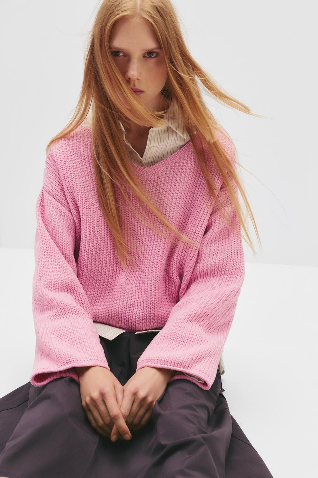 Chenille V-neck jumper pull&bear