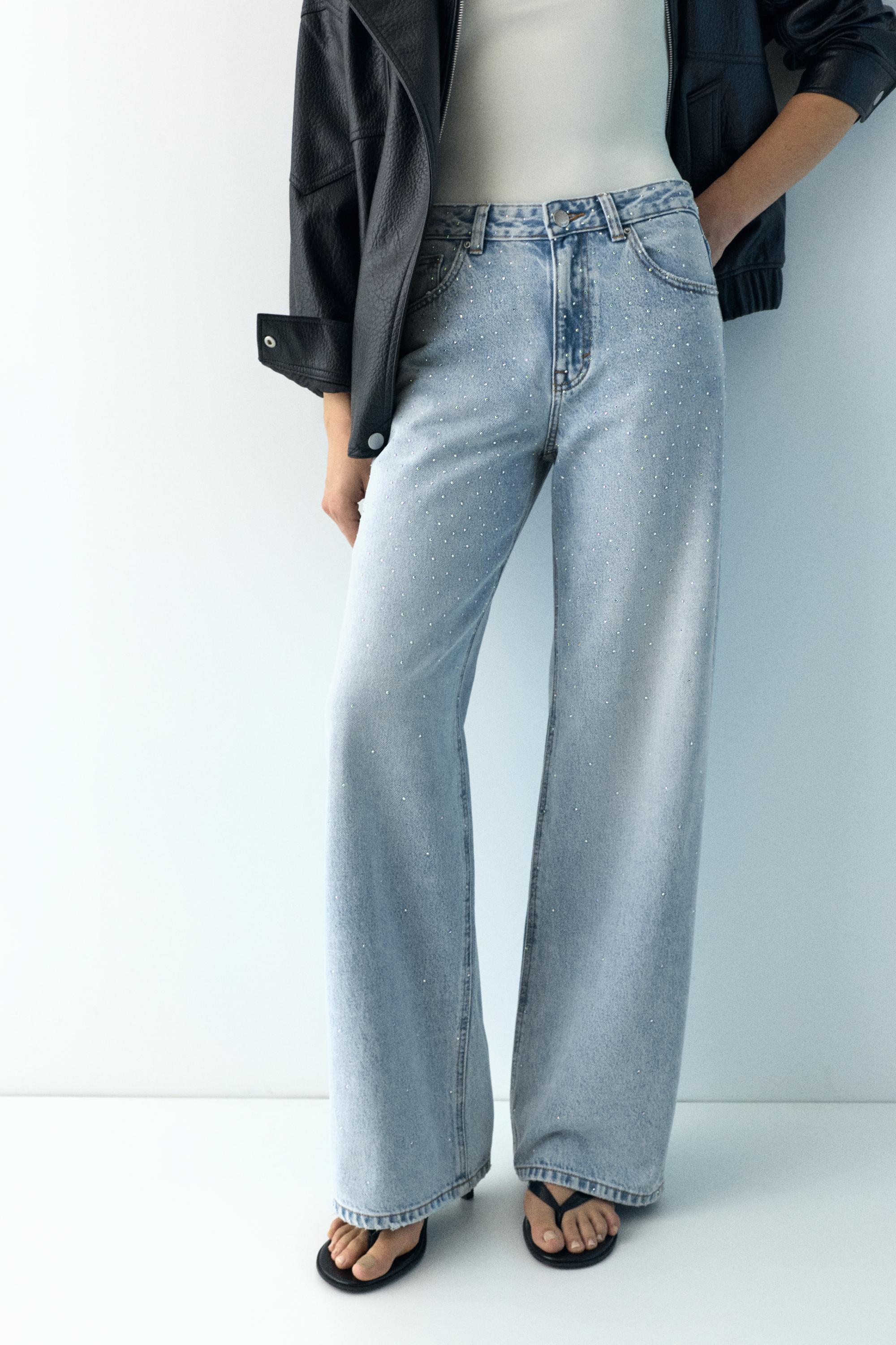 Baggy straight payetli jean - Görsel 14