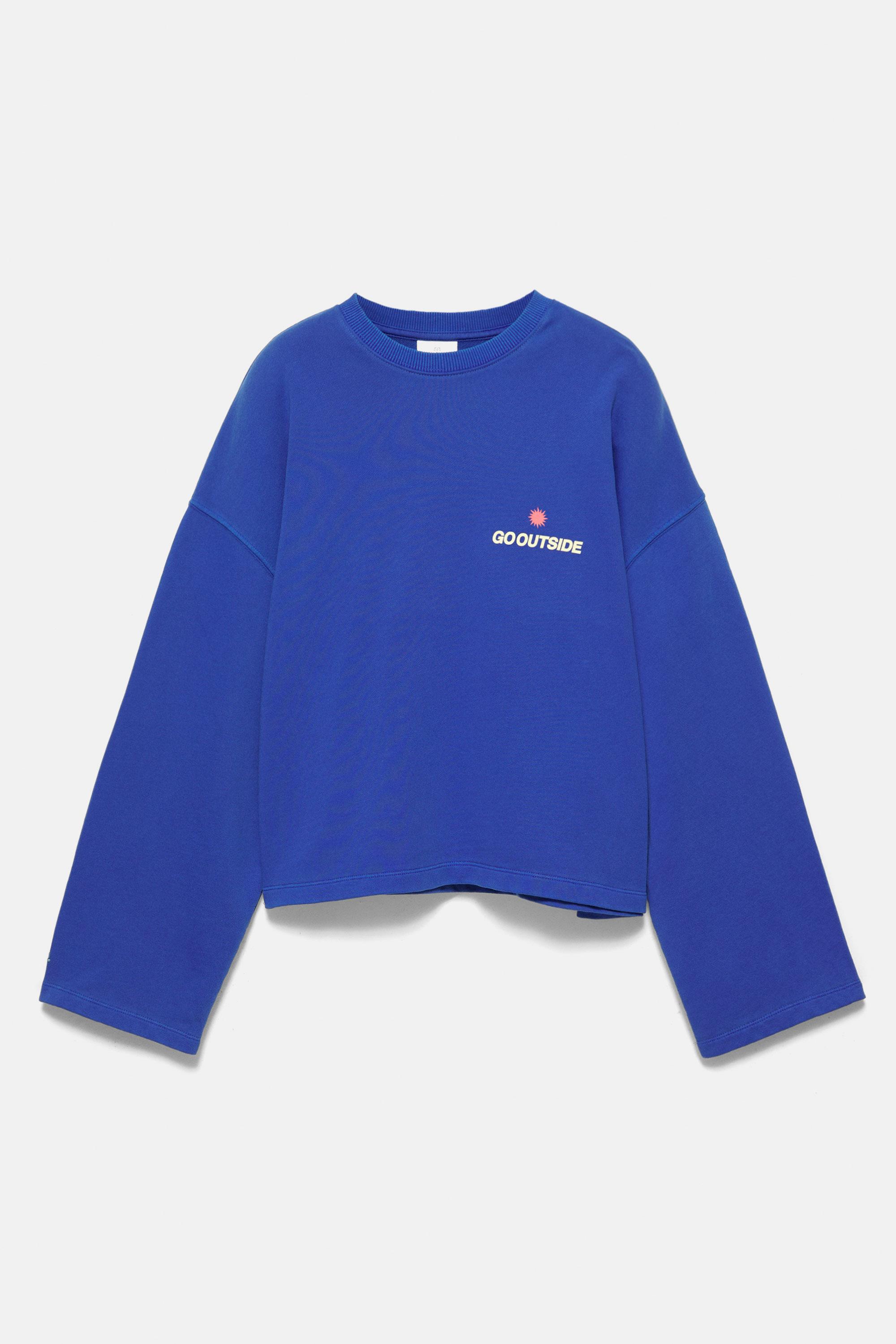 Blue sun graphic sweatshirt — Deep blue