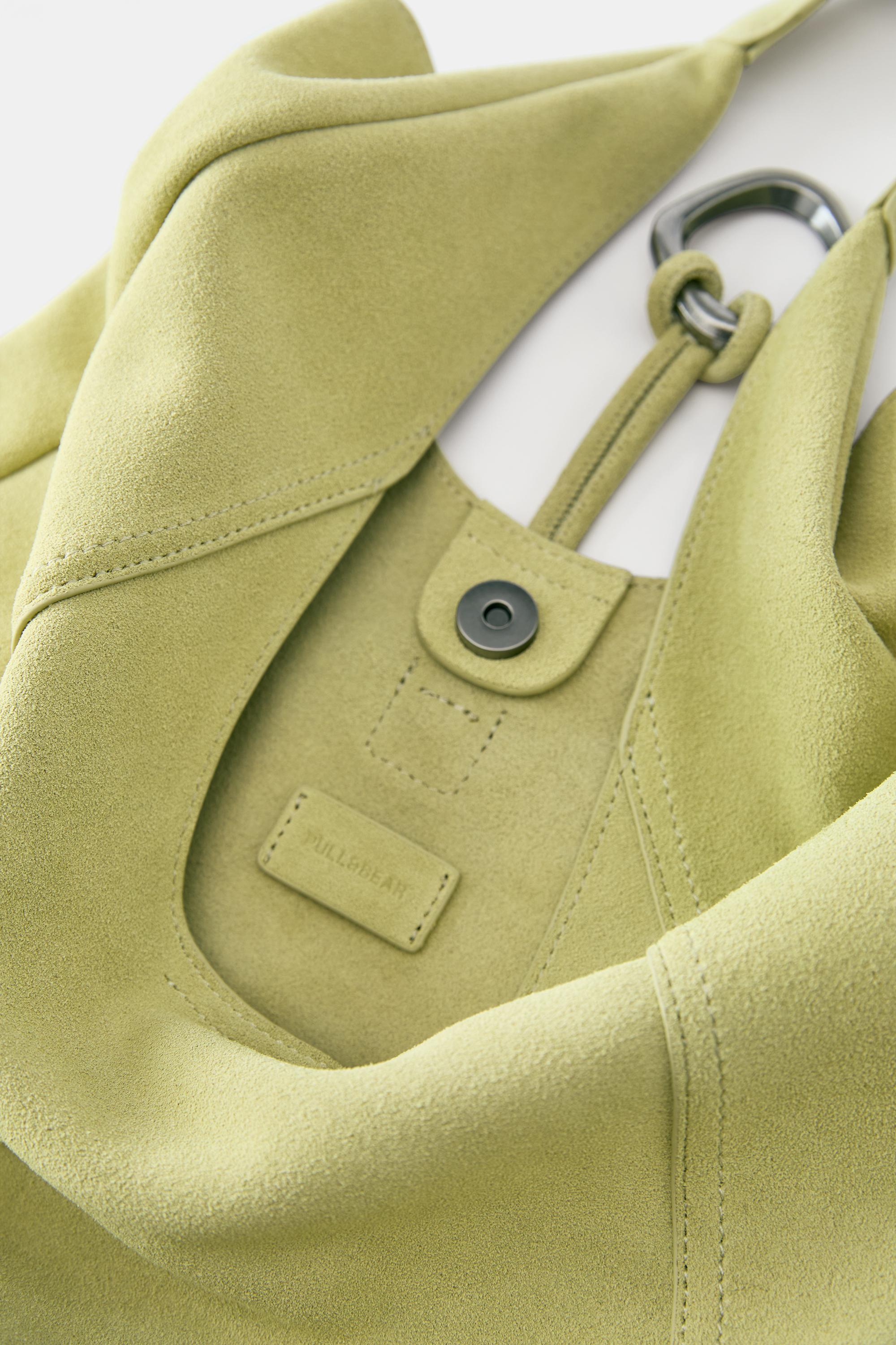 Leather ring shopper bag — Green