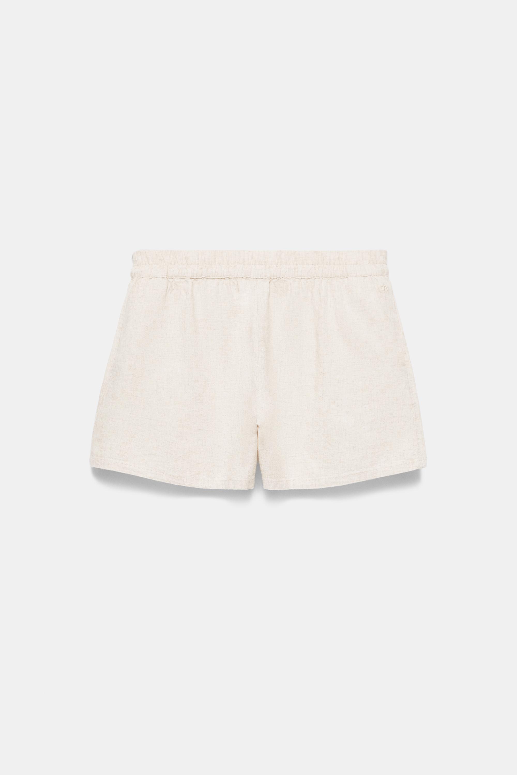 Linen blend shorts — Beige