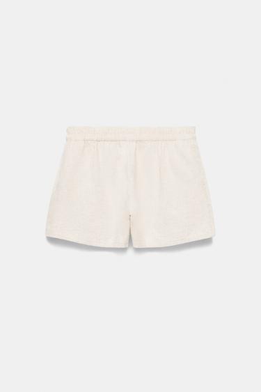 Linen blend shorts — Beige 6