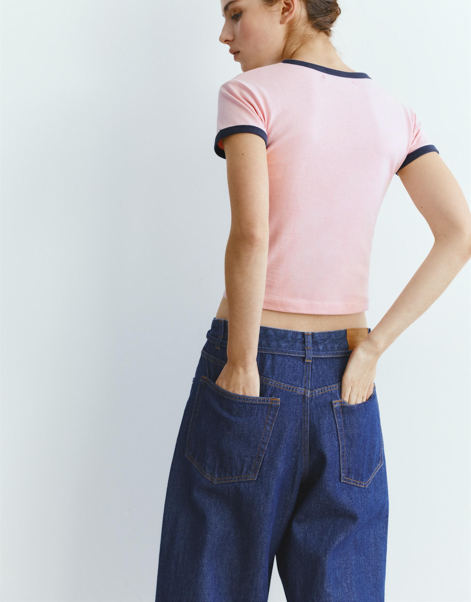 Short sleeve ribbed T-shirt — Pink