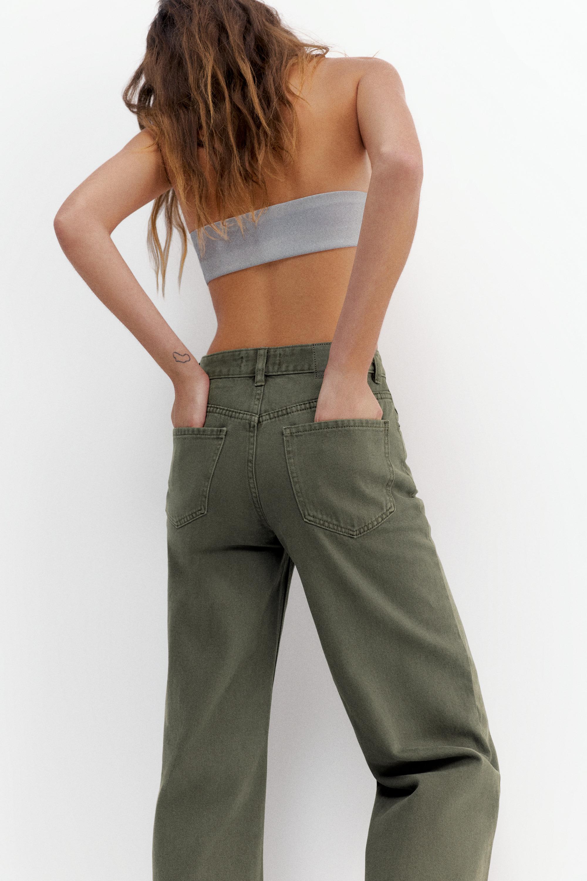 High-waist wide-leg jeans — Khaki