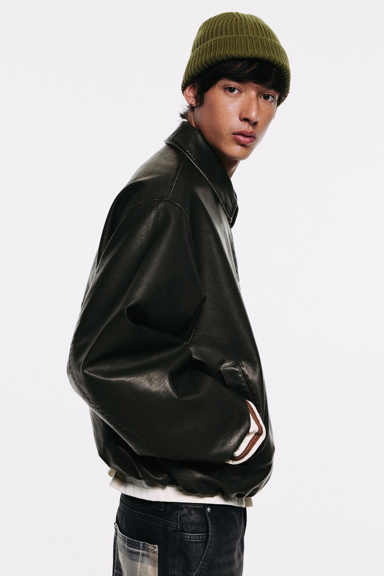Leather-effect balloon jacket — Black