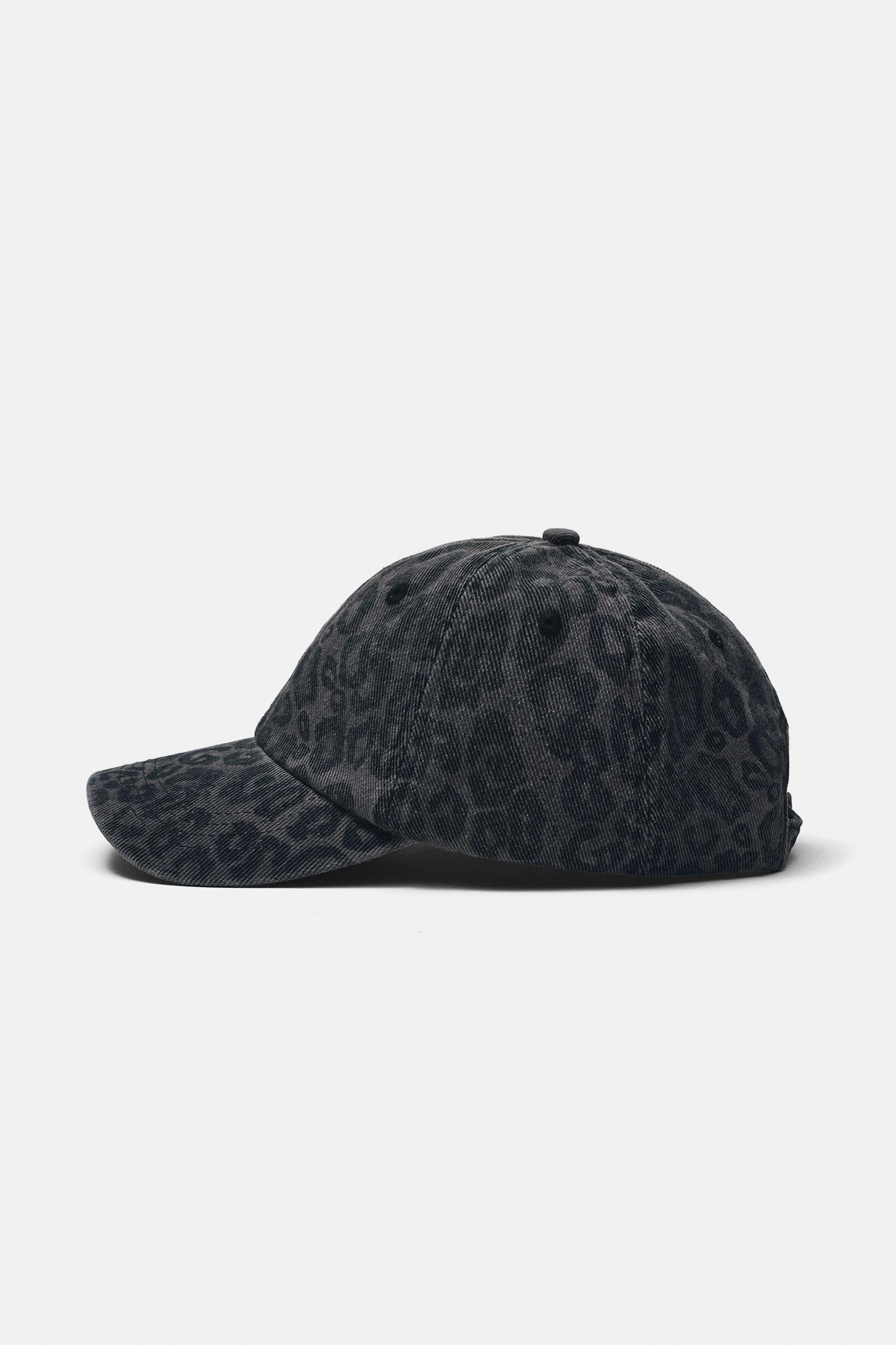Leopard print cap — Anthracite grey