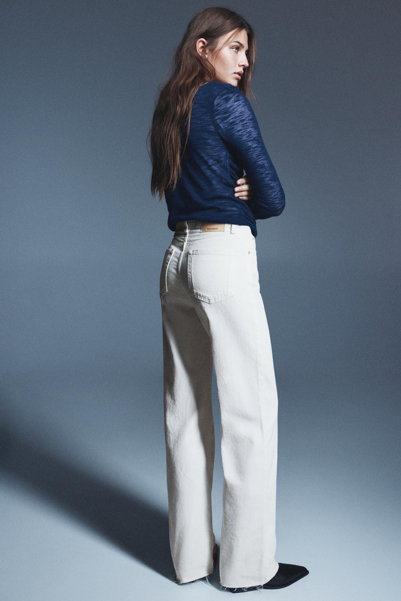 High-waist wide straight-leg jeans — White-t
