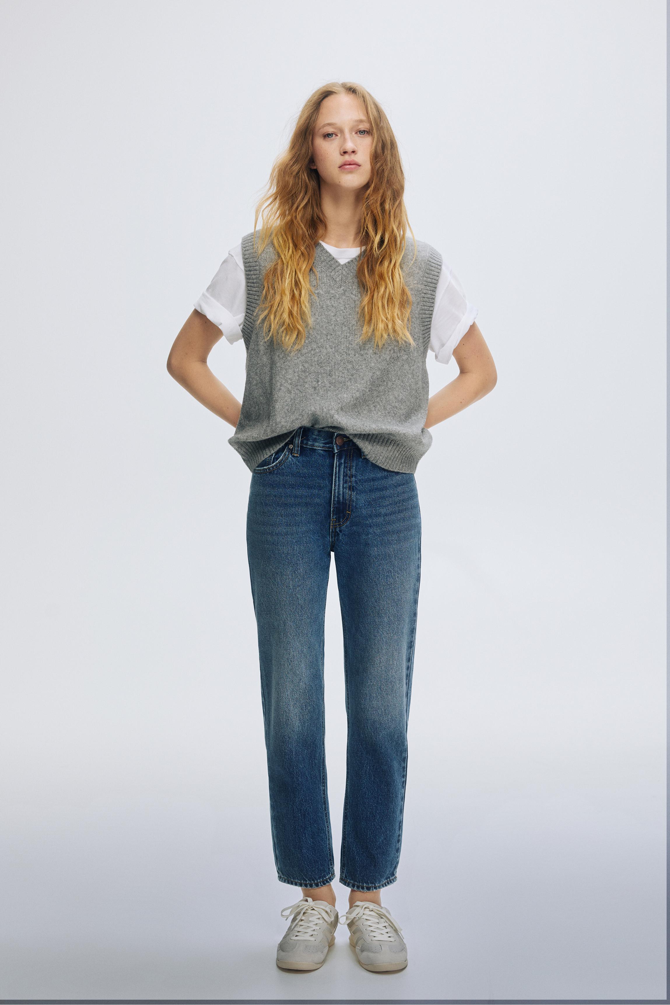 High-waist mom jeans — Dark blue