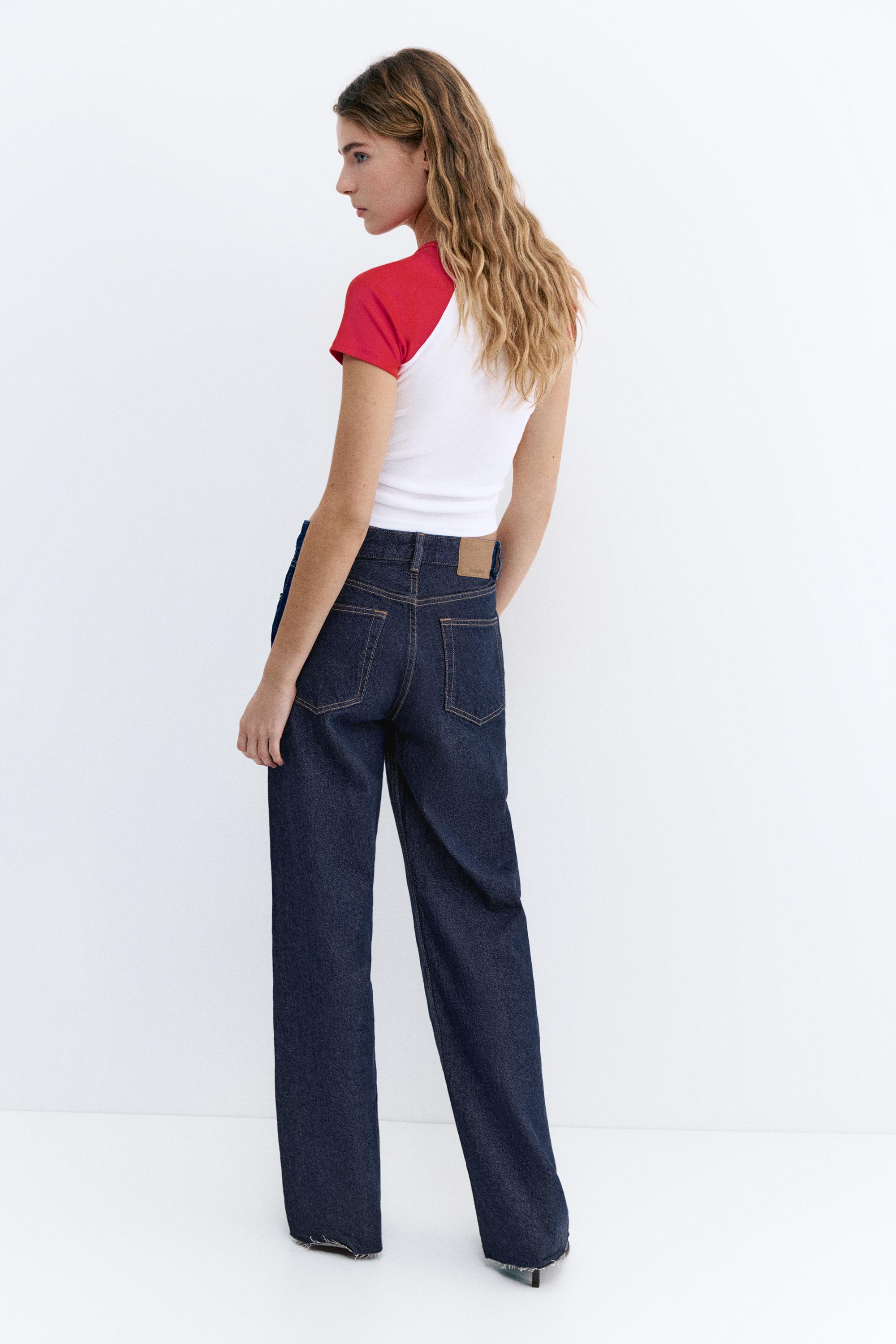 High-waist wide straight-leg jeans — Ink blue