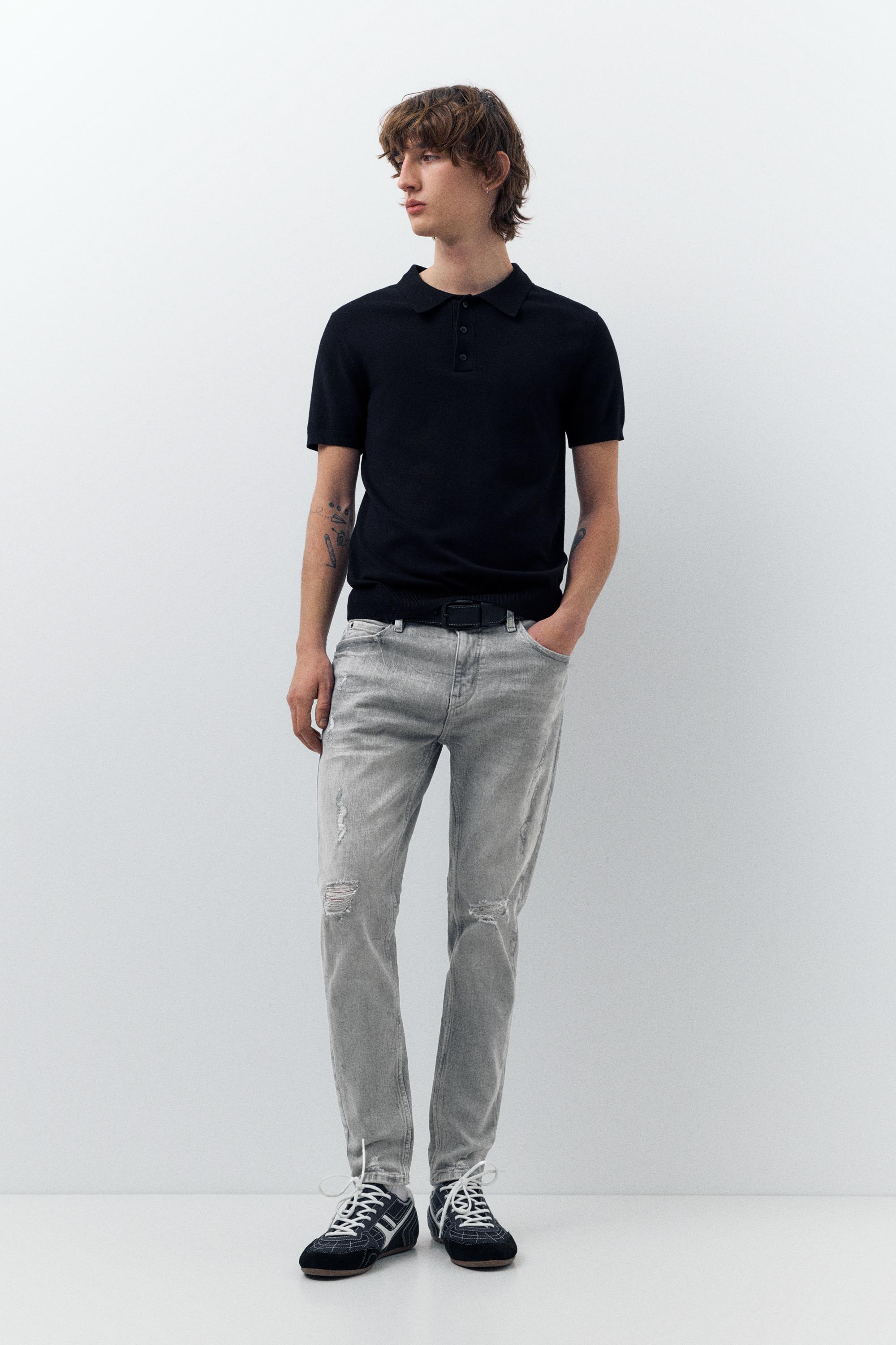 Ripped skinny jeans — Pale grey
