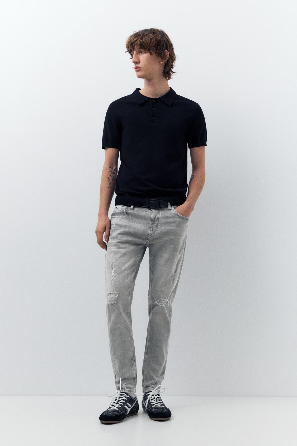 Woenzaia Jeans Uomo Slim Fit Skinny Stretch - Gamba Affusolata, Colore Grigio Scuro, Taglia 50