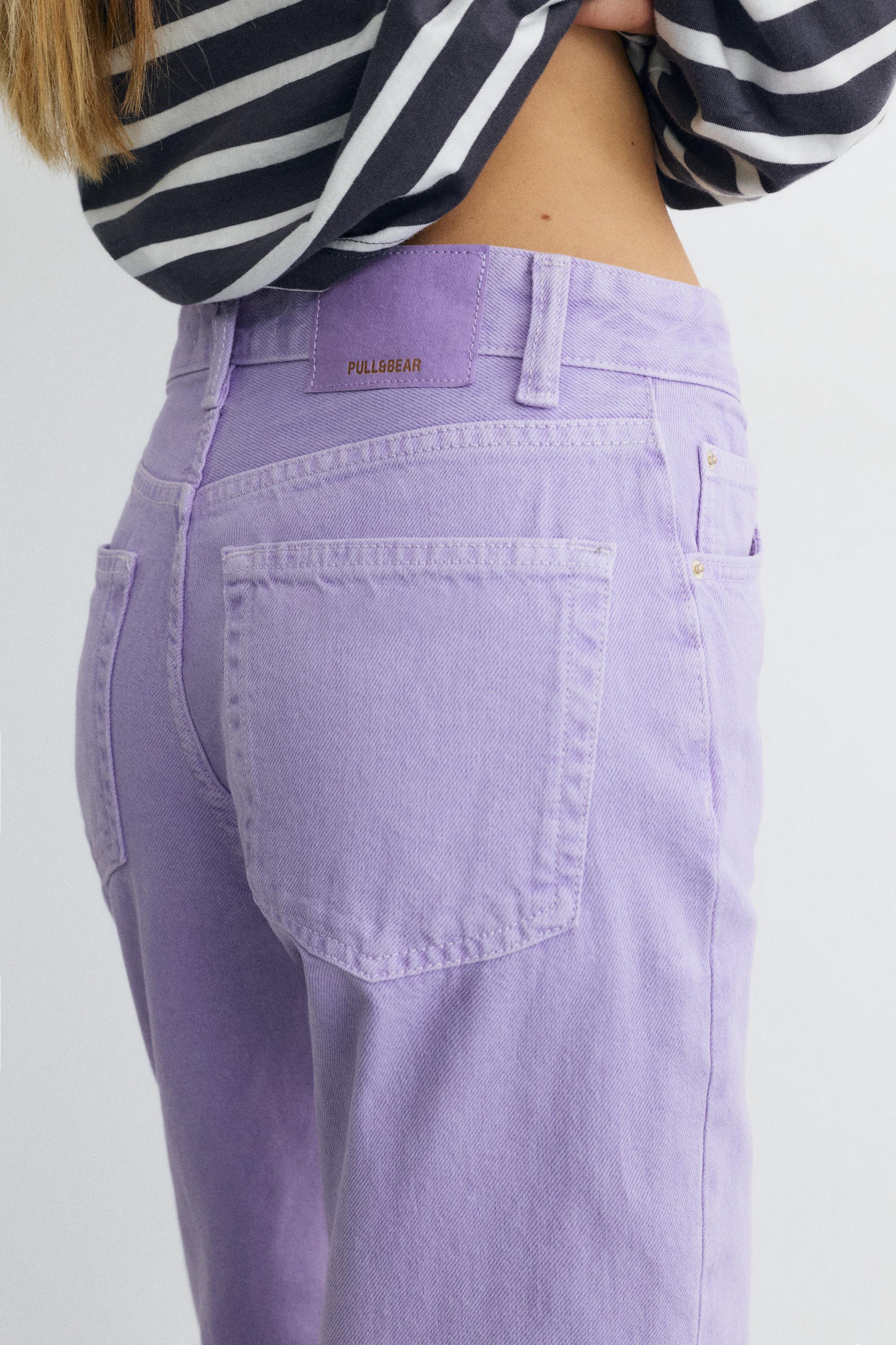 High-waist wide straight-leg jeans — Lilac