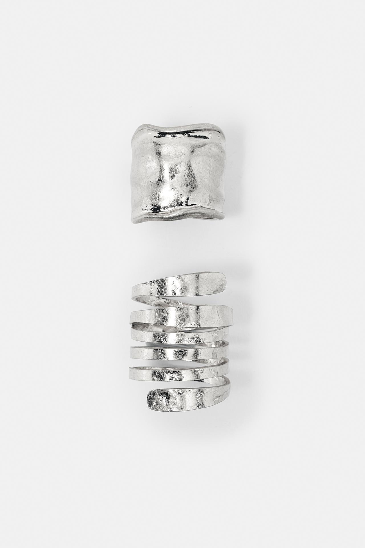 Pack of wide spiral rings — Silver