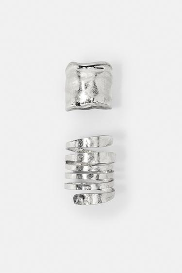 Pack of wide spiral rings — Silver 1