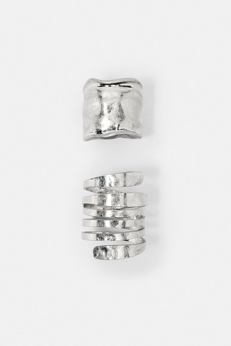Pack of wide spiral rings — Silver